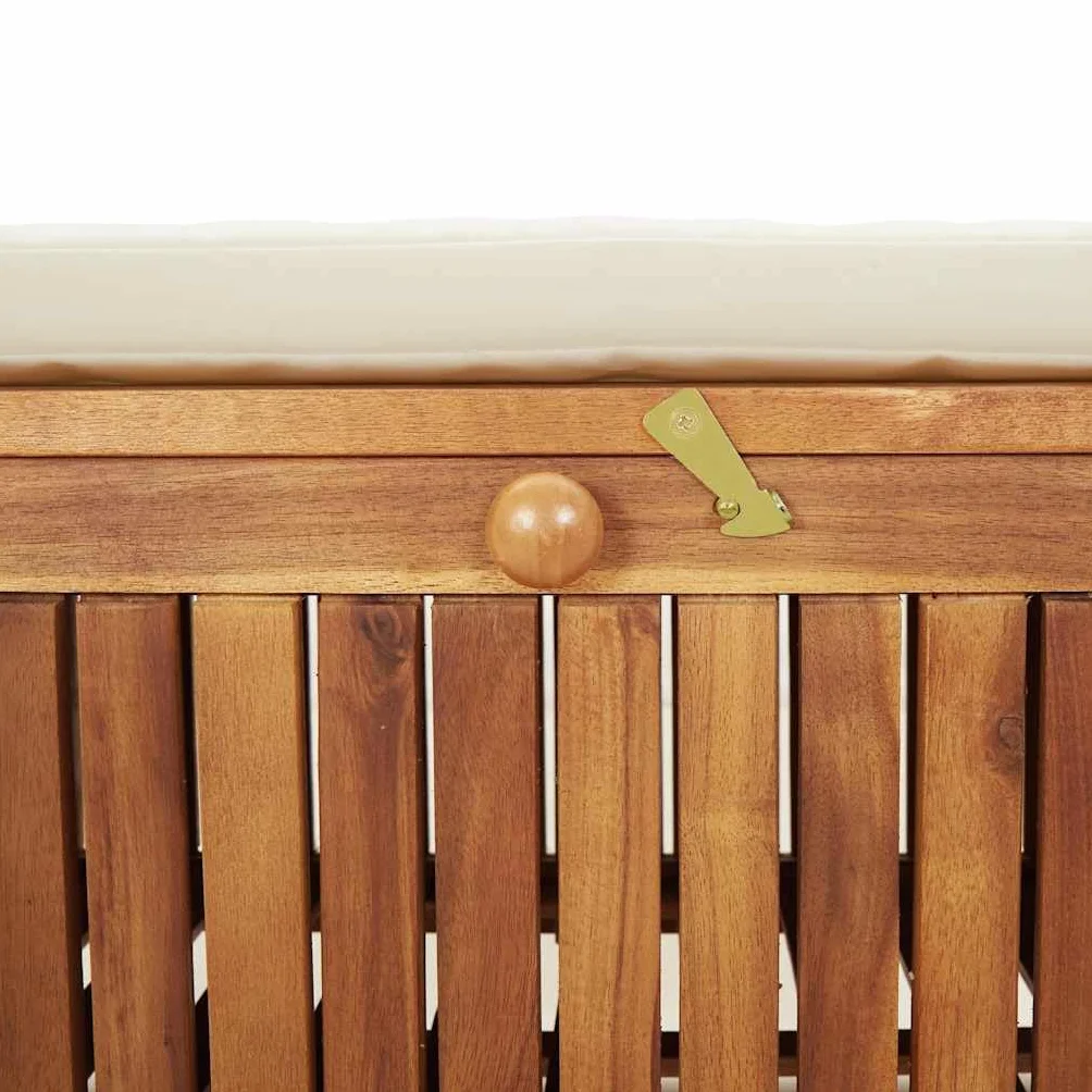 vidaXL Banco almacenaje jardín cojín Madera Maciza Acacia 91 cm