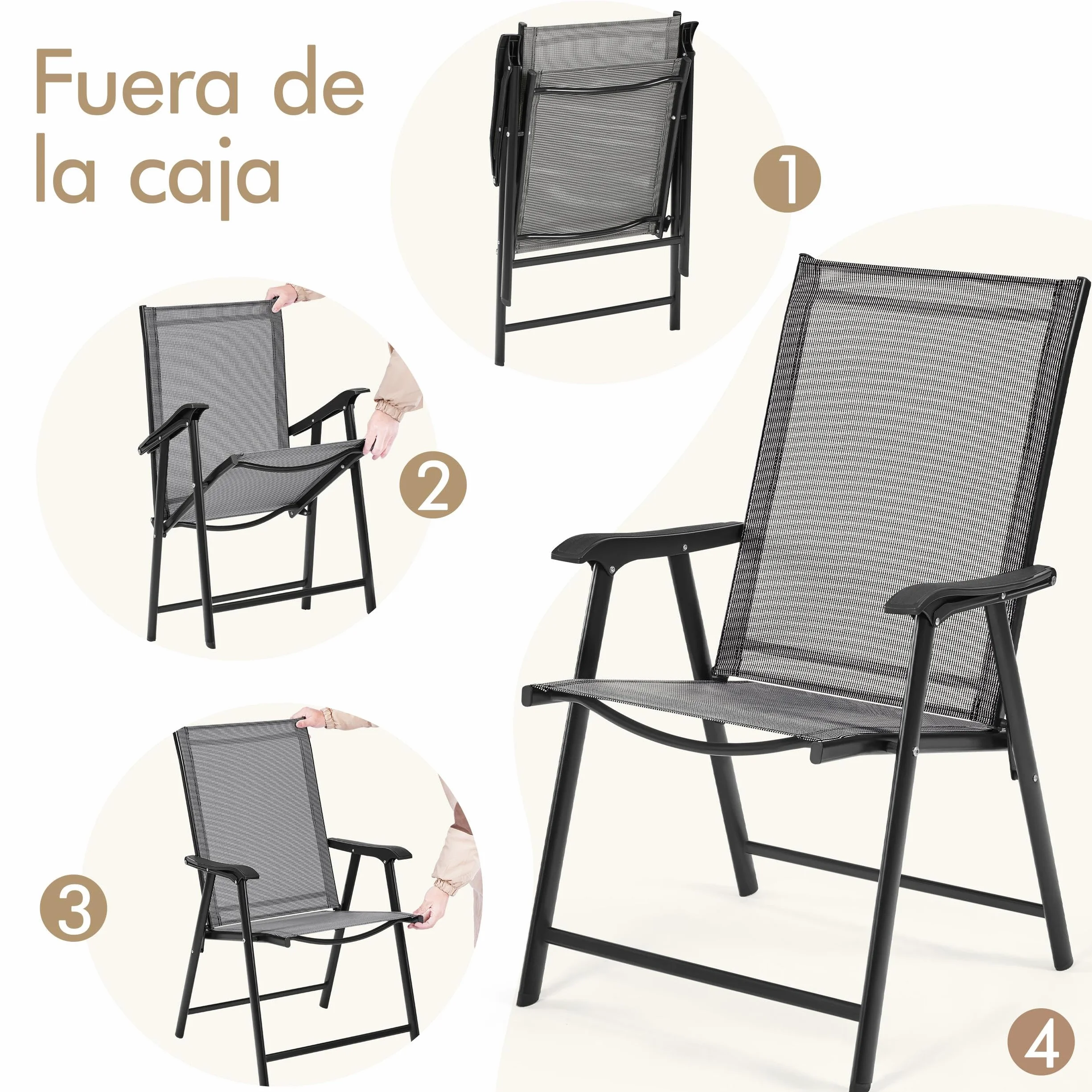 Yaheetech Conjunto Jardín Exterior 2 Personas 2 Sillas Plegables Mesa 70cm Diámetro Orificio Sombrilla