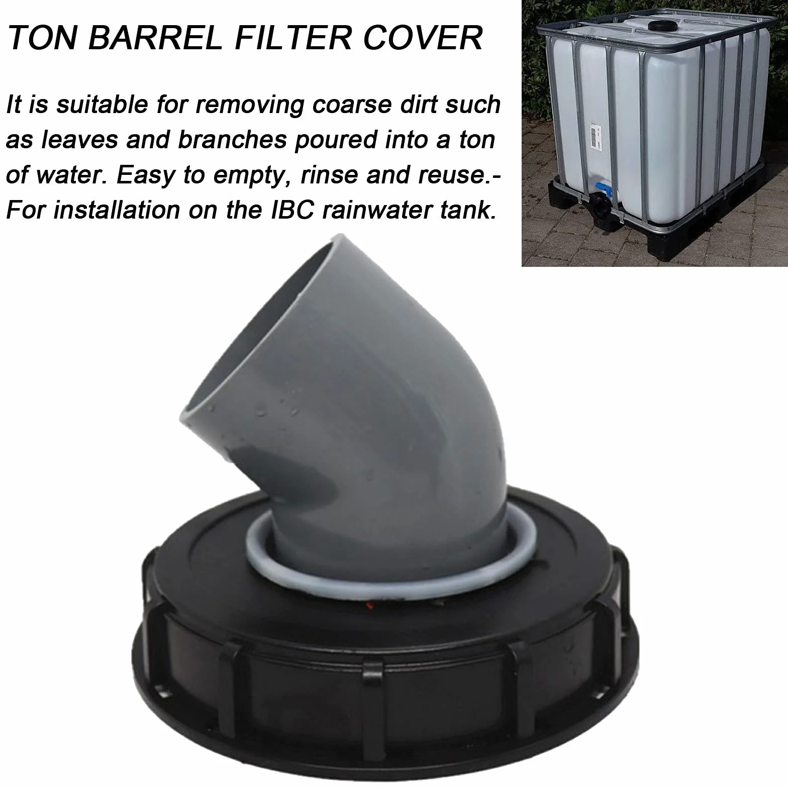 Filtro de Tapa IBC Nailon 163 mm Lavable Negro 45°