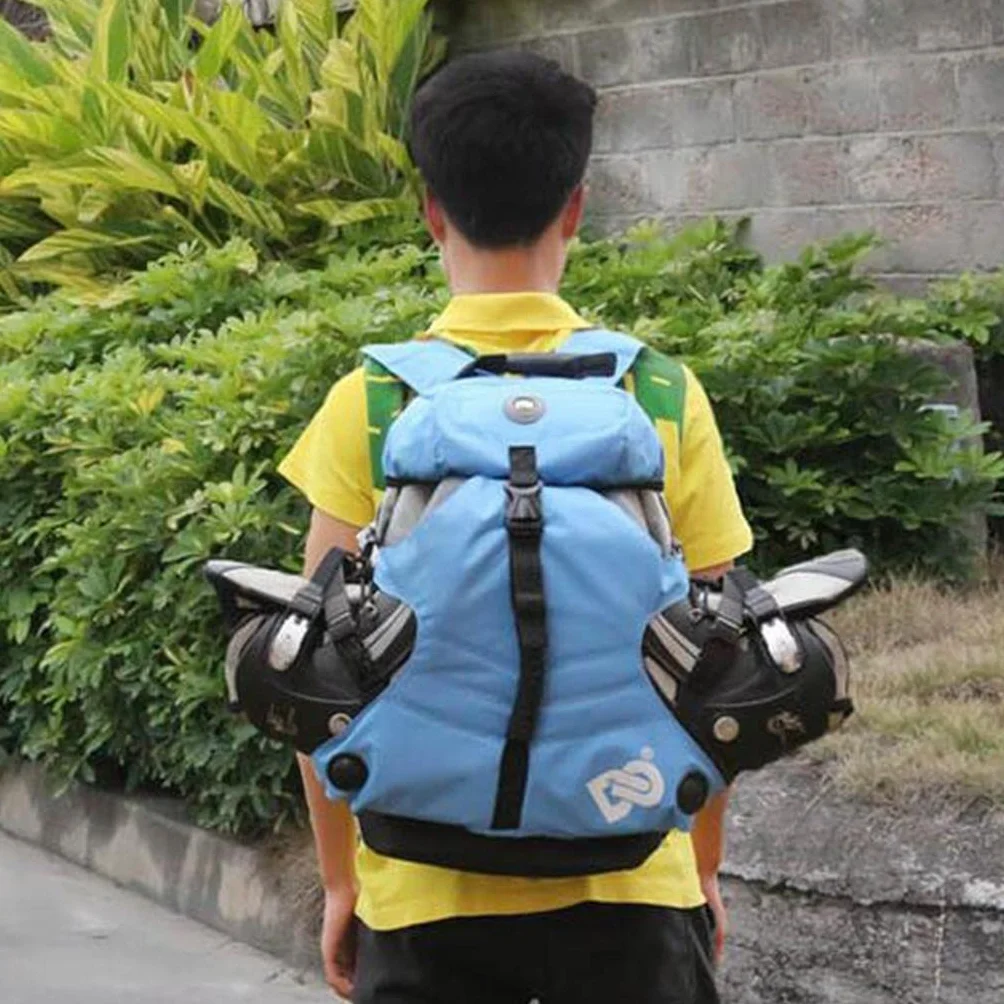 Perfk Mochila para Patines de Ruedas, Multibolsillos, Púrpura