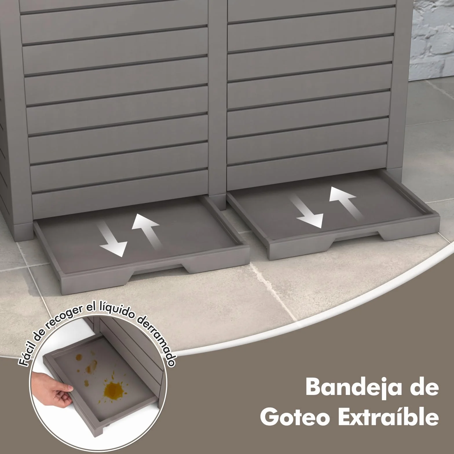 COSTWAY Cubo de Basura Exterior 118L Doble Impermeable con Tapa Escalonada 77x40x86 cm Marrón
