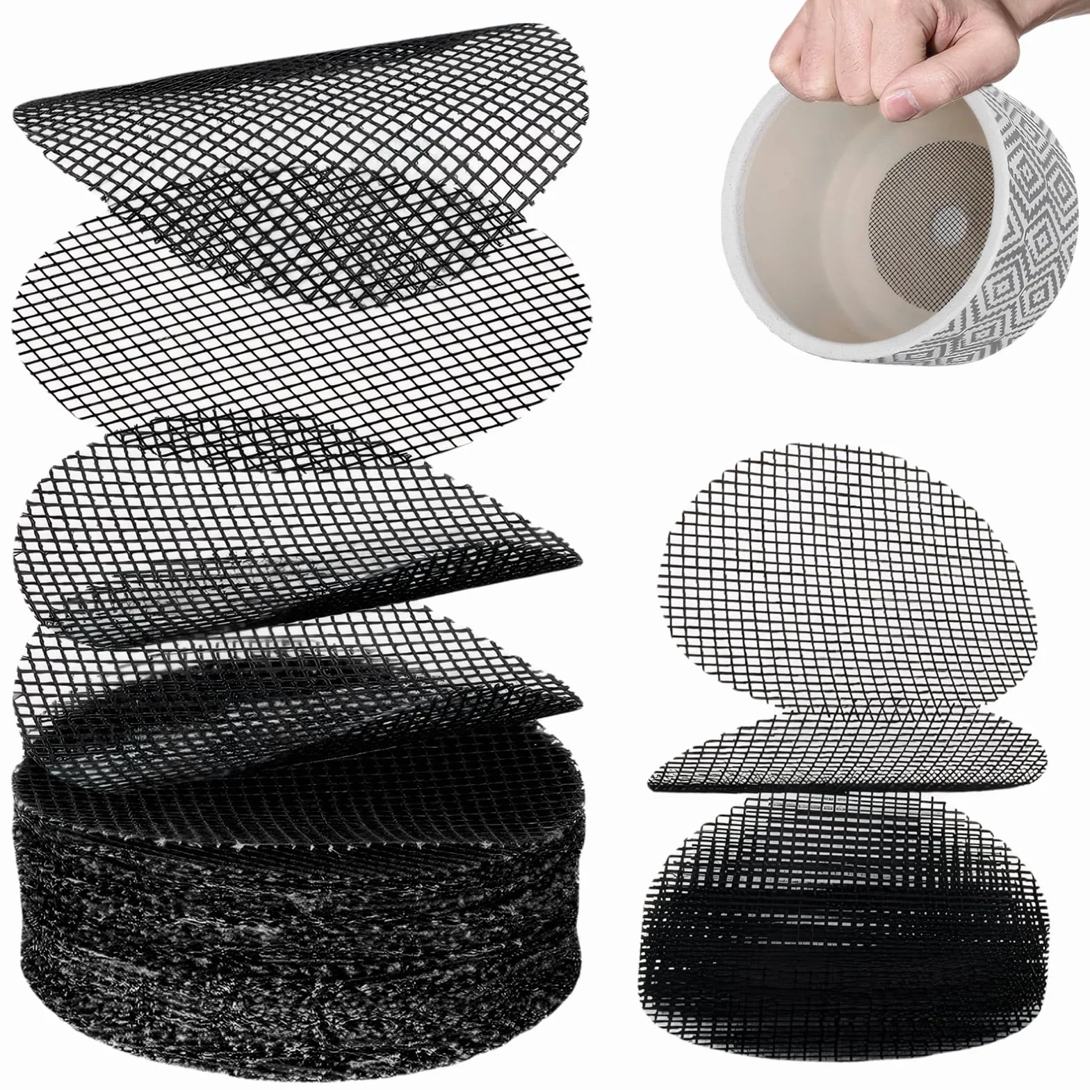 Rejillas de Drenaje para Macetas 5 cm Redes de Plástico 100 Piezas