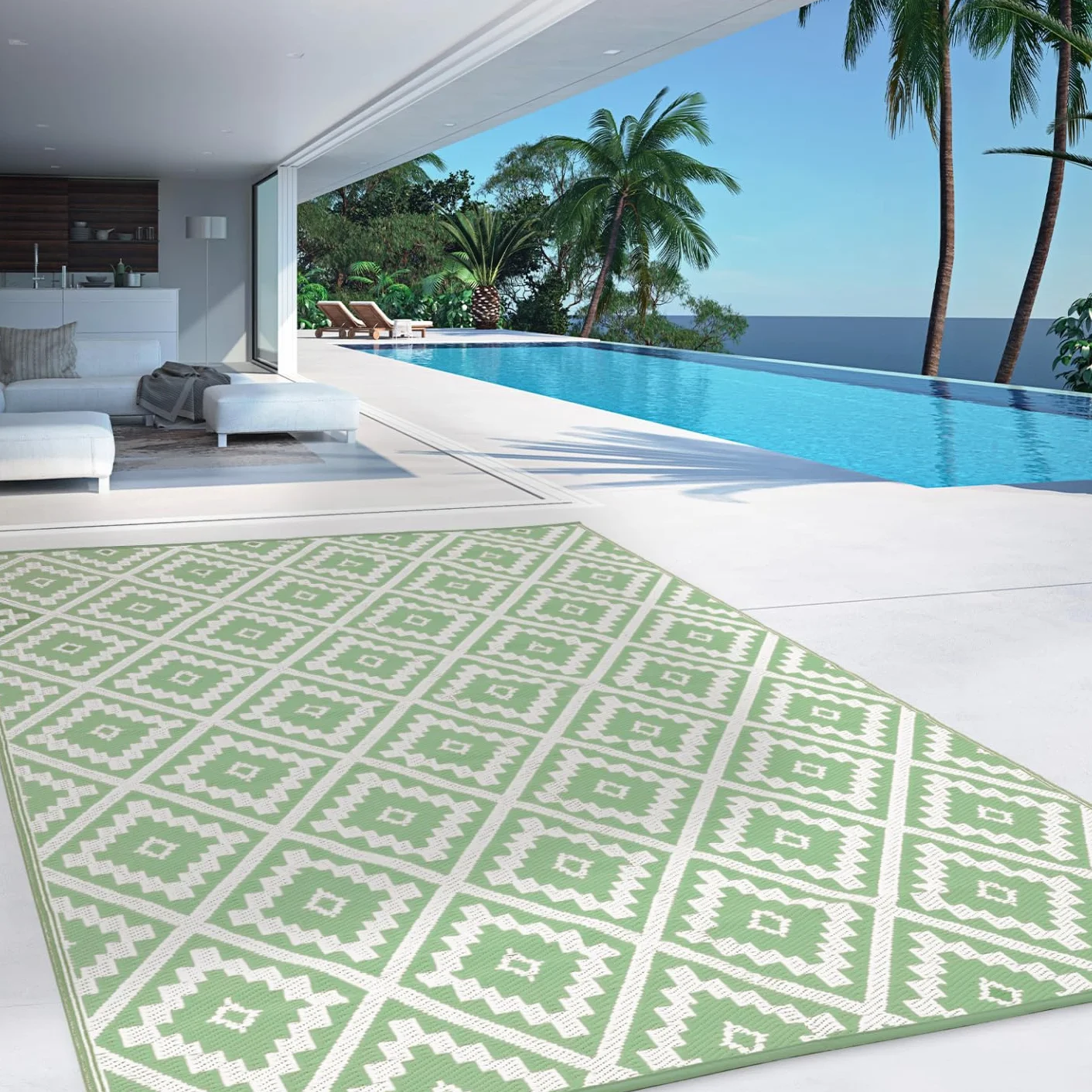 Alfombra exterior Bahamas verde salvia 180 x 280 cm