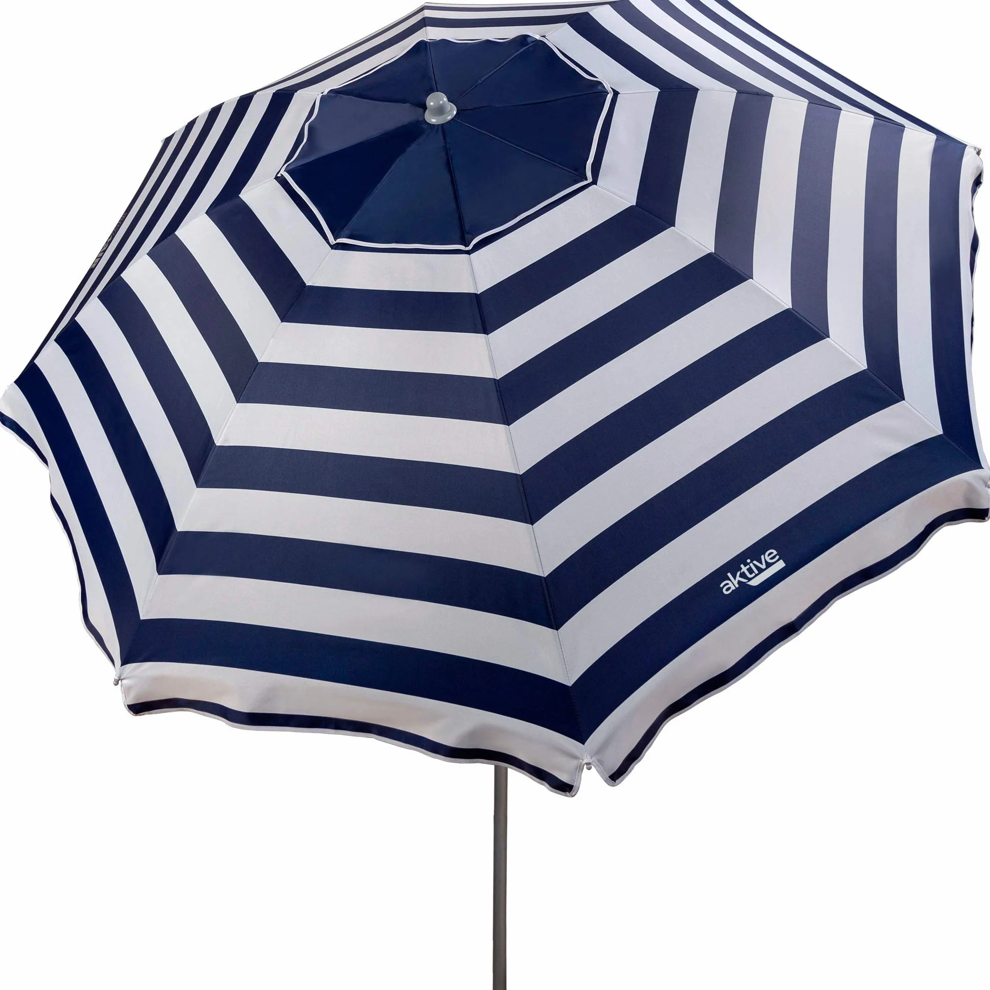 AKTIVE Sombrilla Playa Grande 220 cm, UV50, Inclinable, Regulable Altura, Mástil Acero, Tejido Oxford, 8 Varillas, Funda Transporte