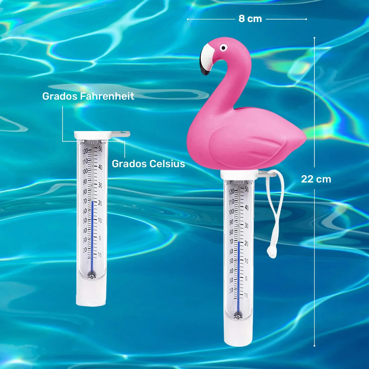 Termometro Piscina Flotante con Cuerda Resistente para Piscinas Estanque SPA
