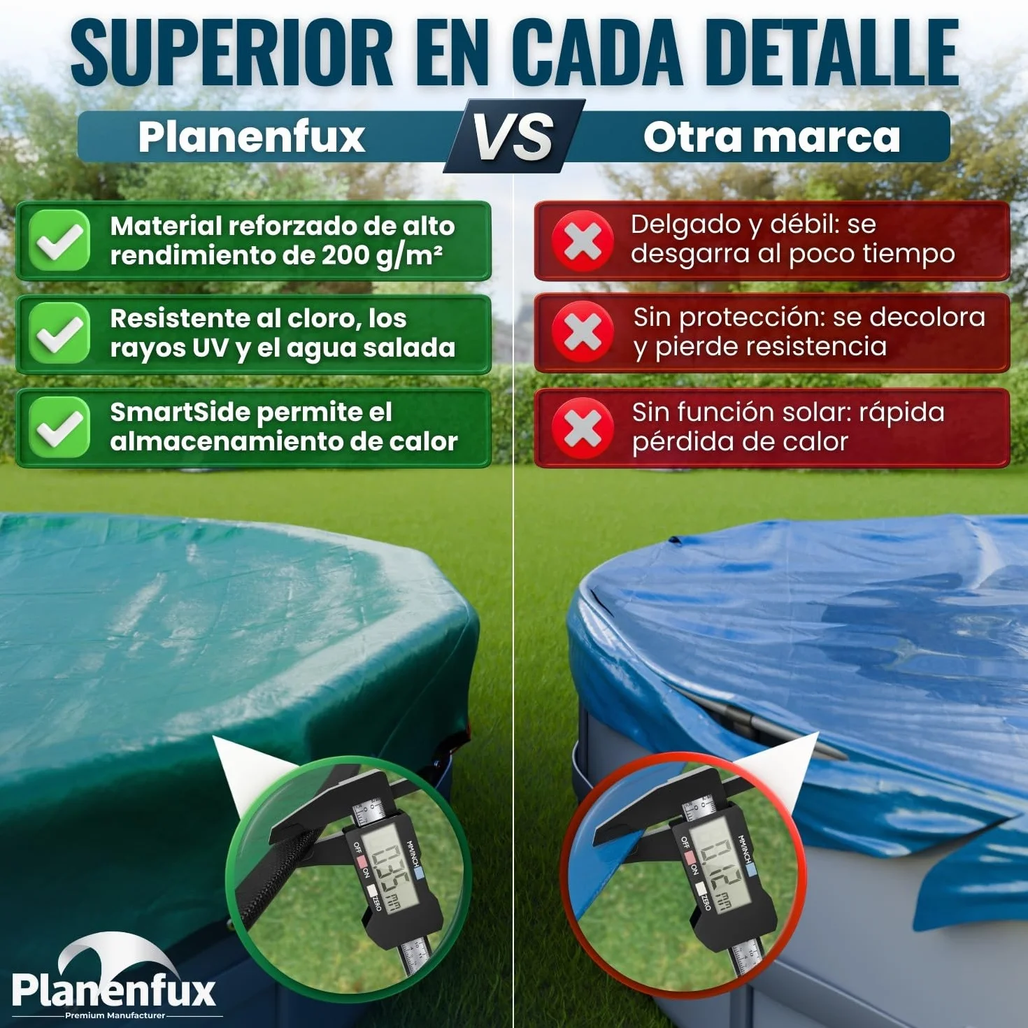 Planenfux® Cobertor de Invierno Redondo para Piscinas Ø 366 cm PE 200g/m² UV-Resistente Lona Solar