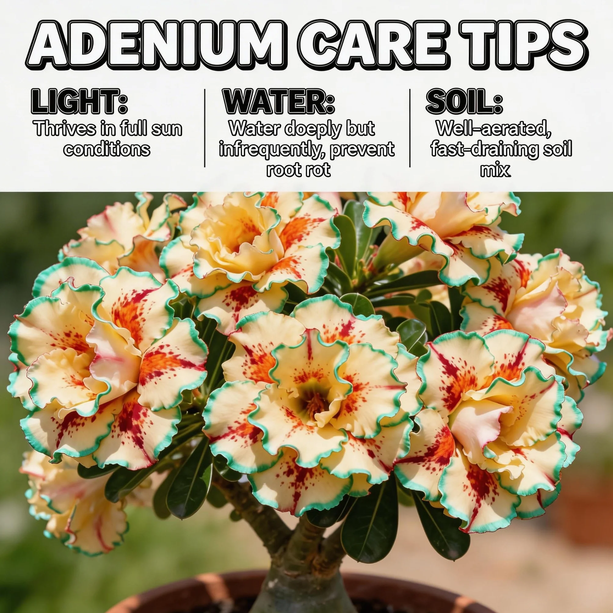 Rosa del Desierto perenne resistente decoración de jardín