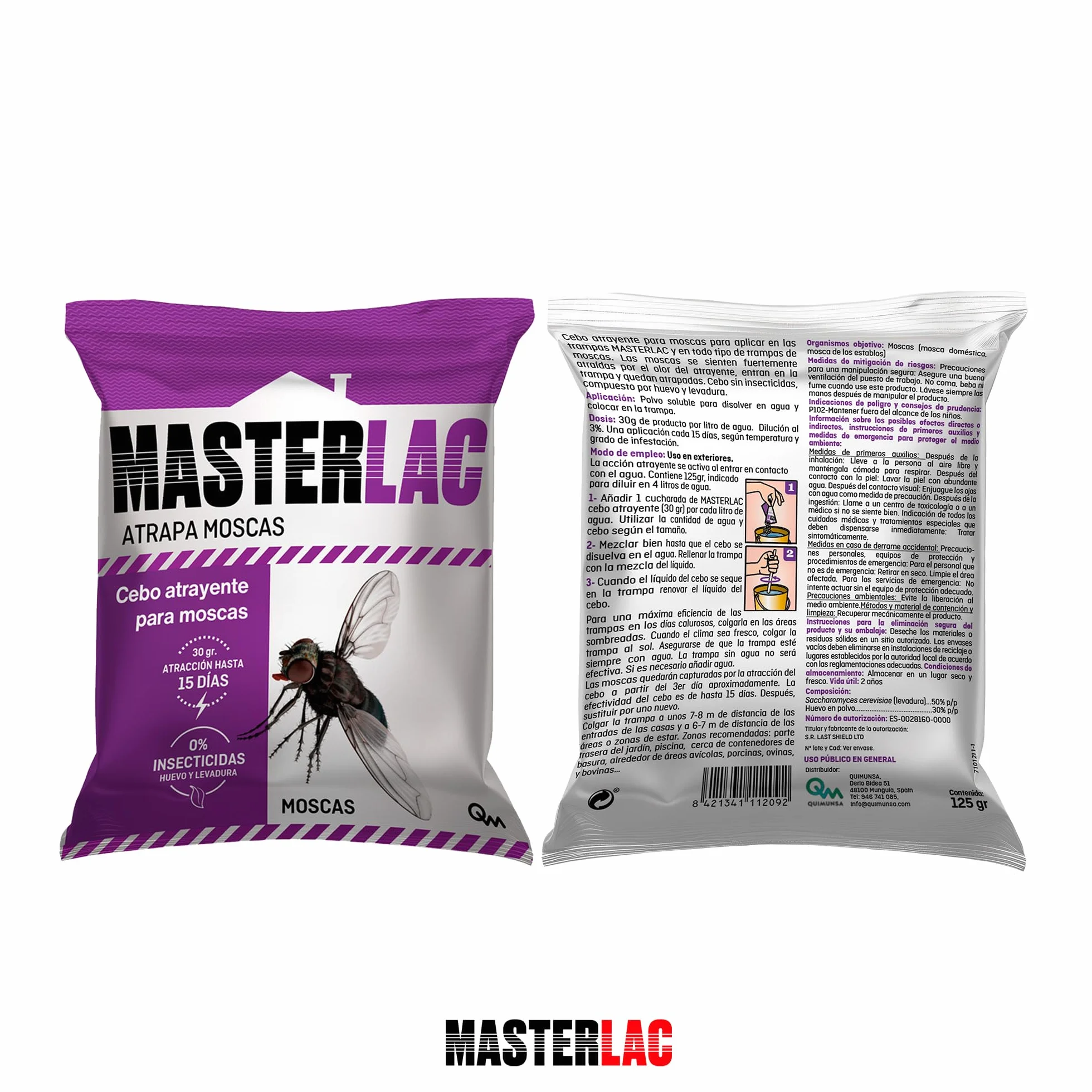 MASTERLAC Cebo Atrapamoscas 125 G 30 g Atracción 15 Días 0% Insecticidas