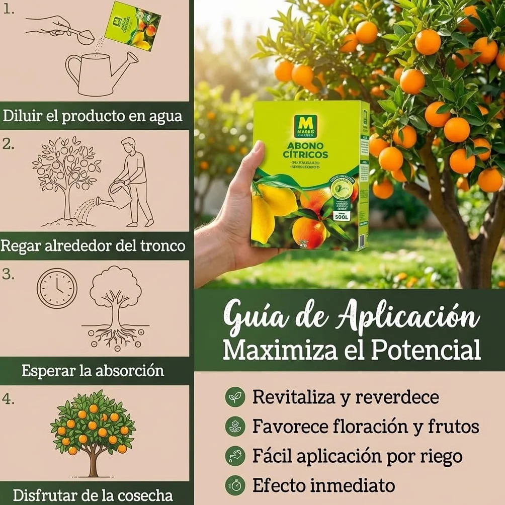 Abono Cítricos Soluble 1 KG | Fertilizante NPK 12-8-12 + 8% Magnesio | Para Limoneros, Naranjos y Mandarinos