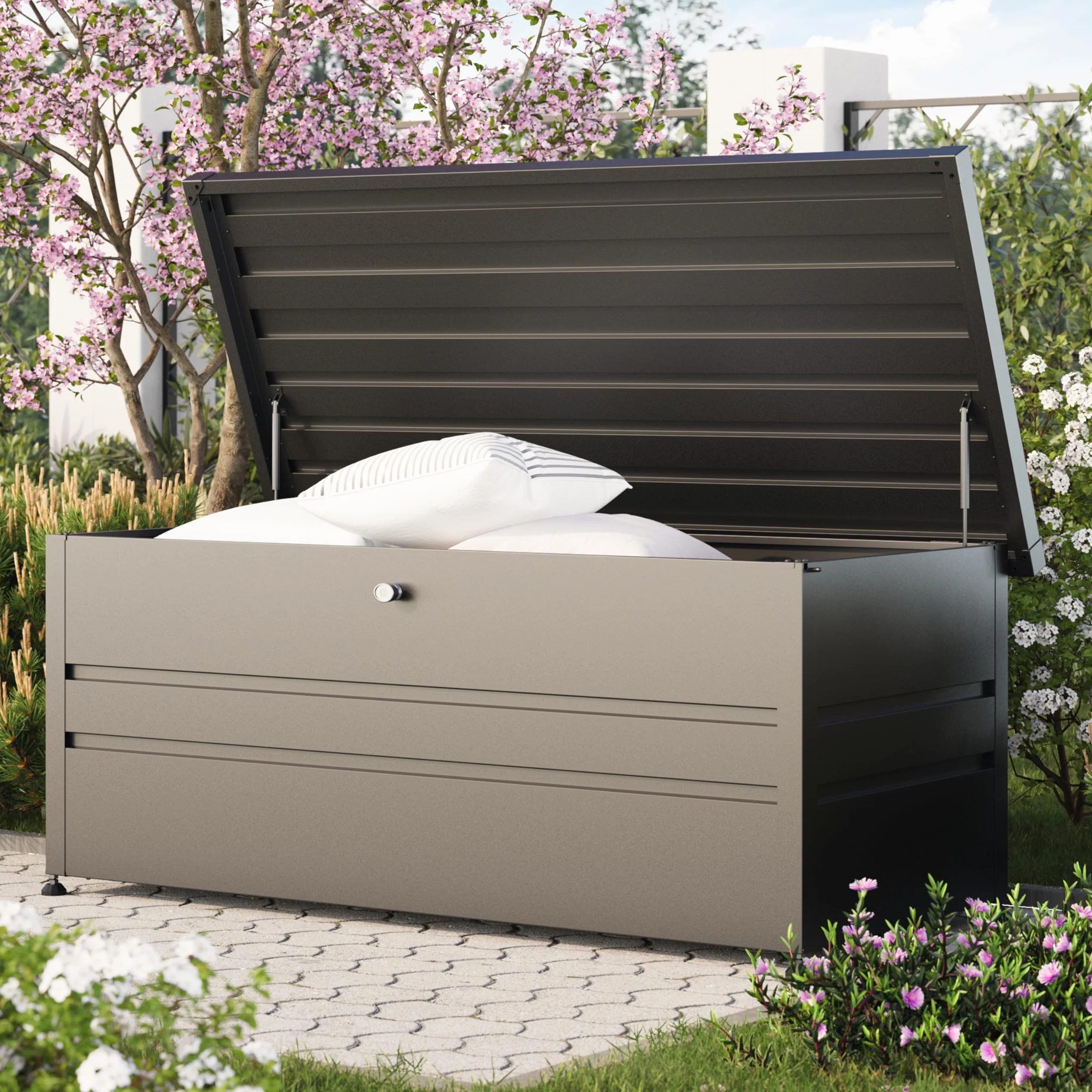 GFP PRIMEYARD® Baúl Exterior Metálico 182x84x72 cm Antracita Impermeable