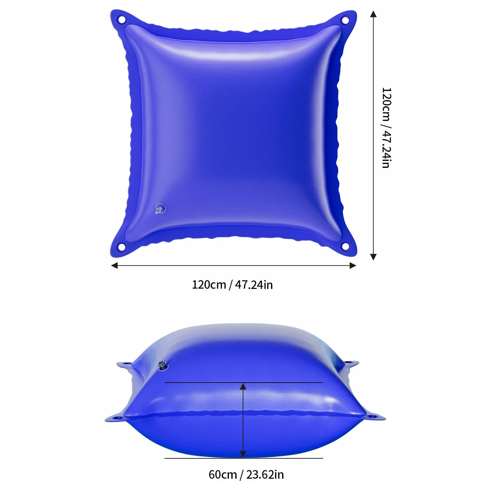 Cojín de piscina de invierno XXL 120 x 120 cm, cojín de aire para piscina