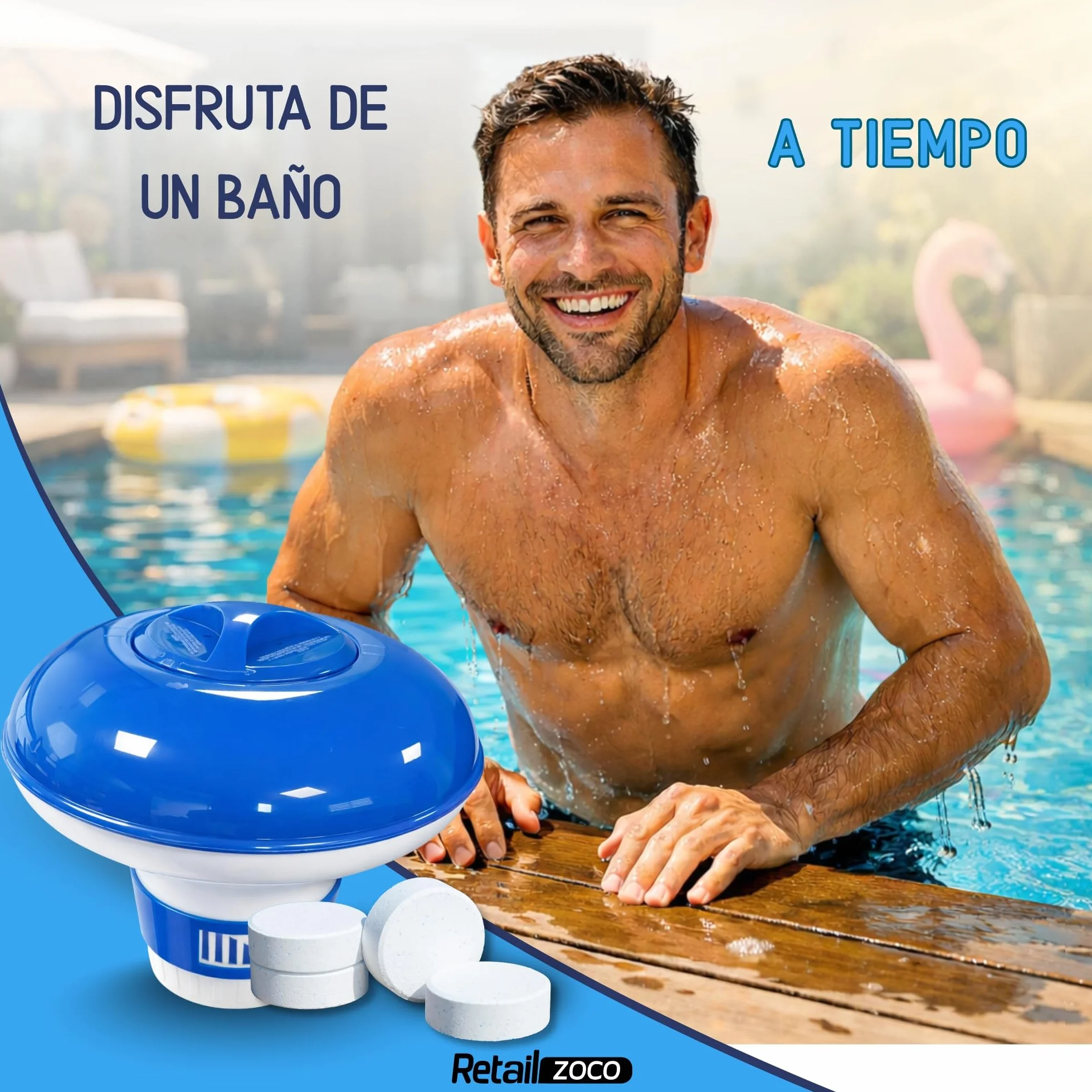 Dispensador de Cloro Flotante para Piscina, Clorador, Dosificador, Capacidad 200 g
