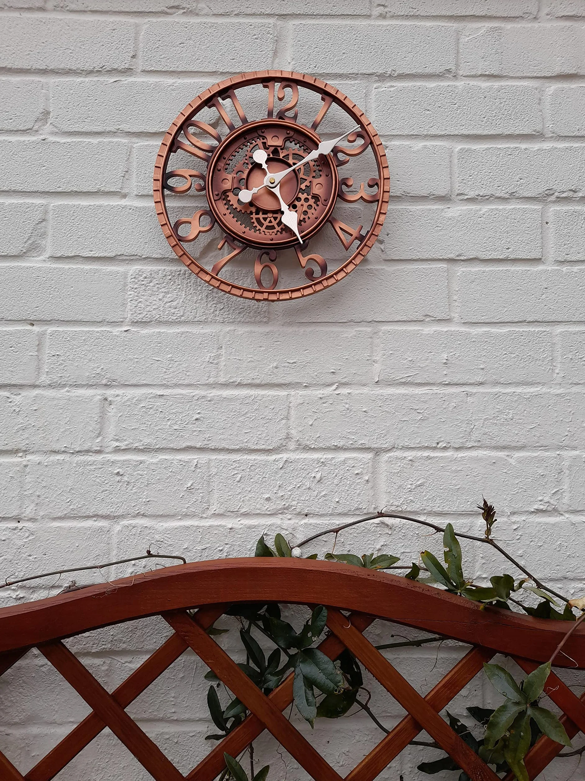 Reloj de Pared Impermeable 30 cm Cobre para Jardín Exterior