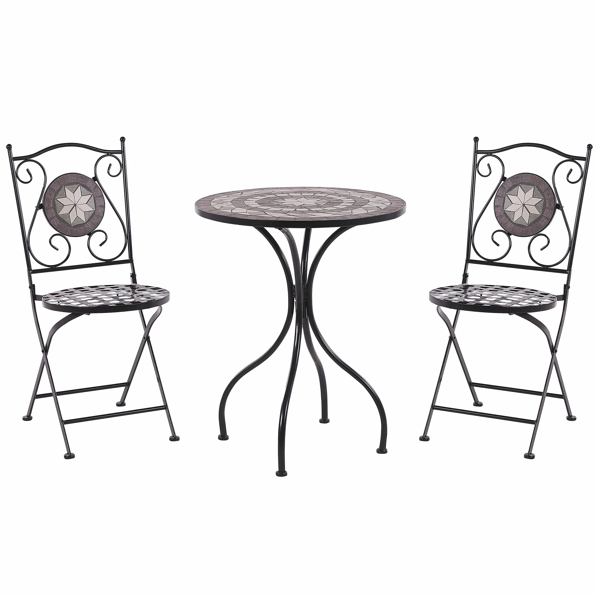 Beliani Cariati Conjunto de balcón 2 plazas Metal Negro Plegables