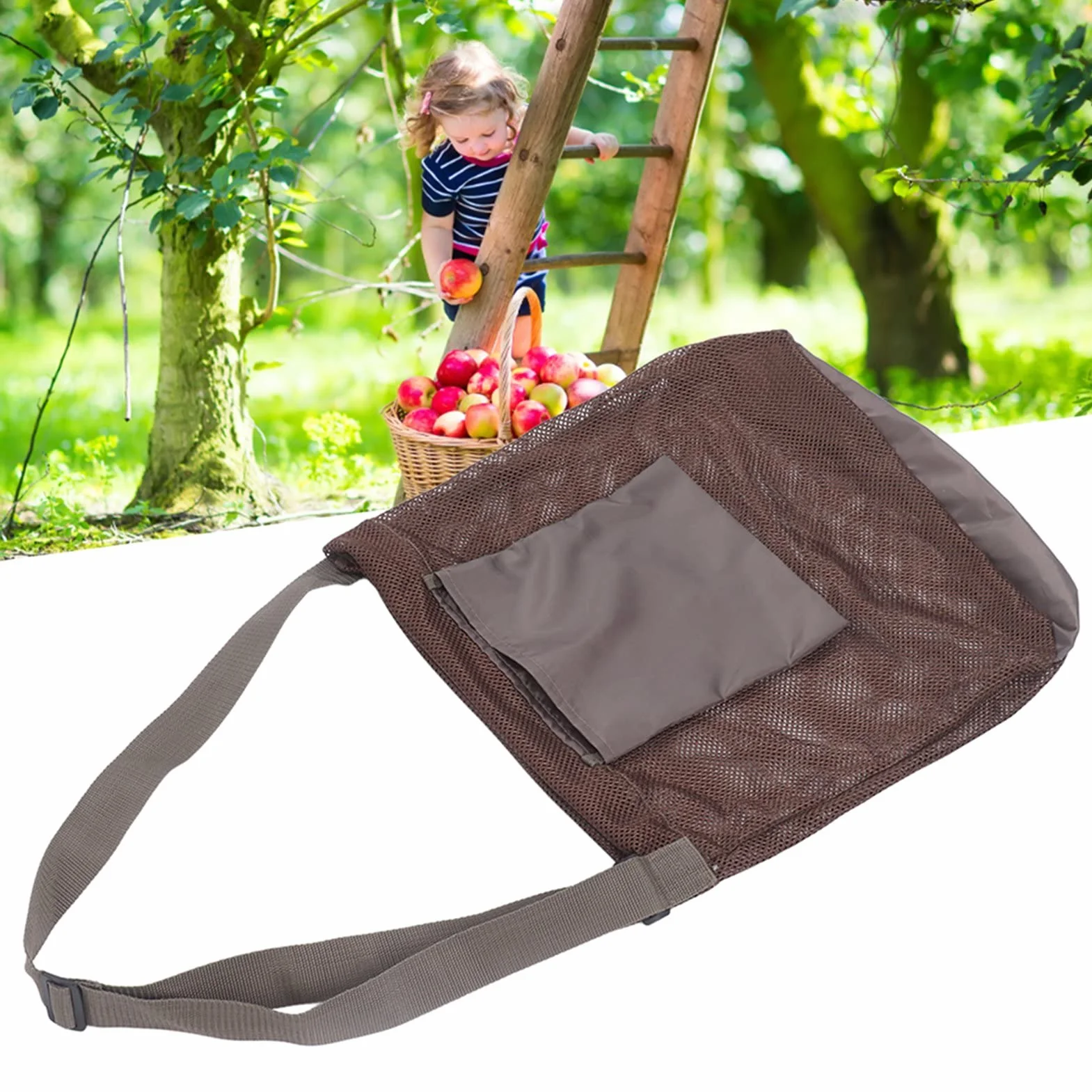 Nikou Bolsa de Recolección de Frutas de Malla, Bolsa Plegable de Gran Capacidad para Hongos