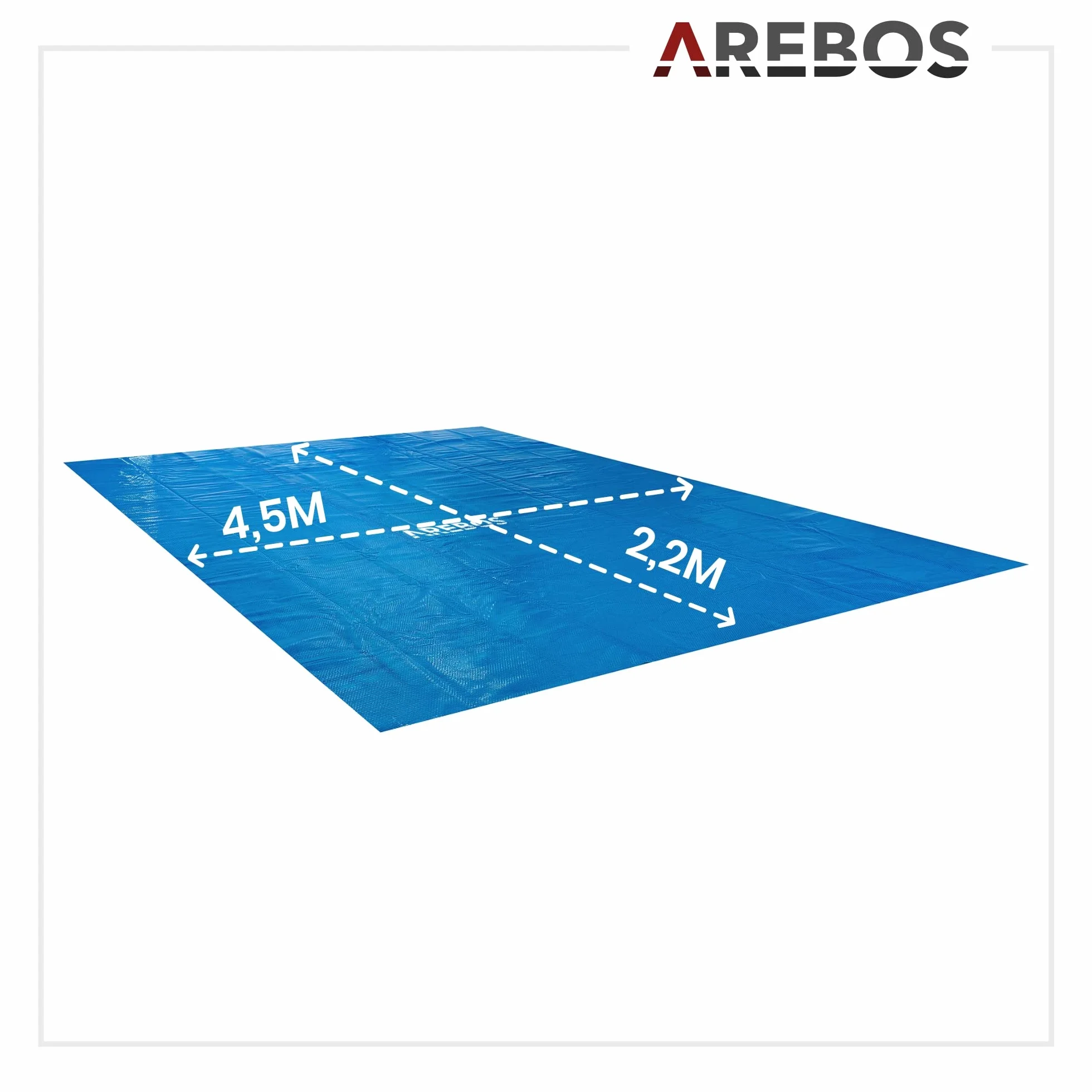 Arebos Cubierta Solar Piscina 4,5 x 2,2 m Azul 120 µm Protector Térmico Ahorro Energía