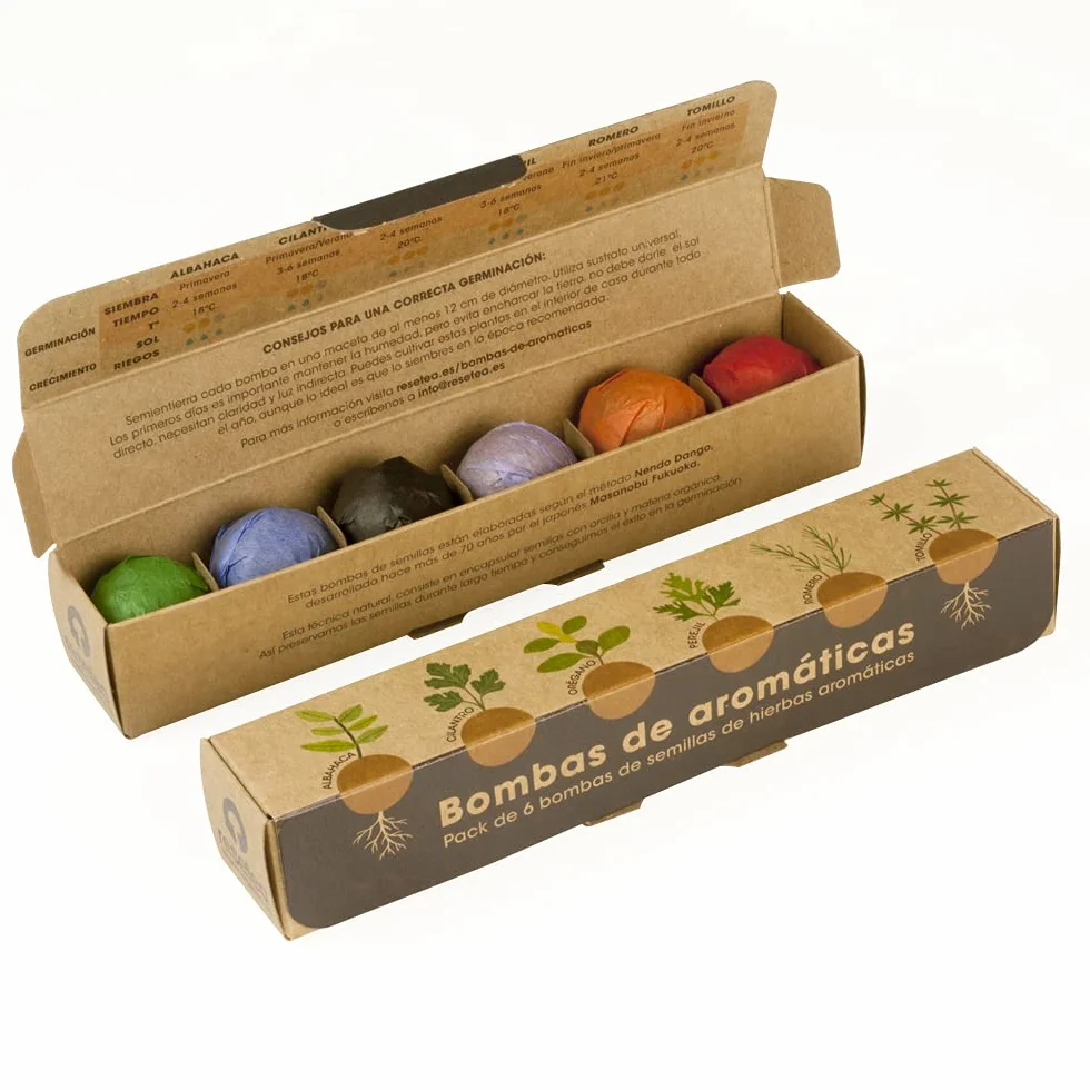 Pack 6 Bombas de Hierbas Aromáticas Cultiva Albahaca Romero Tomillo Regalo Original Cocina