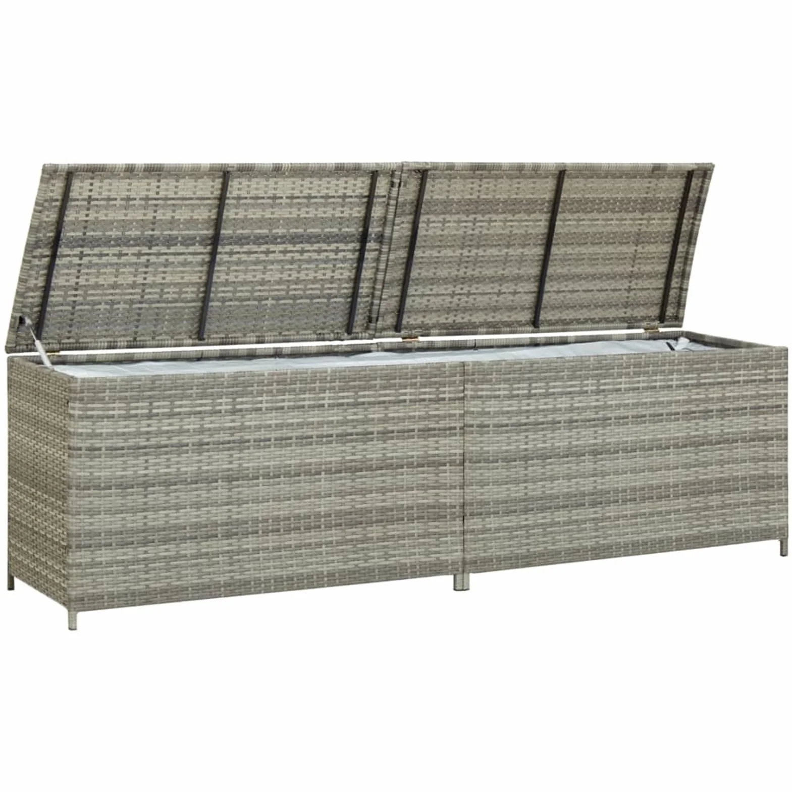 IKAYAA Baúl de Exterior Ratán PE 200x50x60 cm Gris