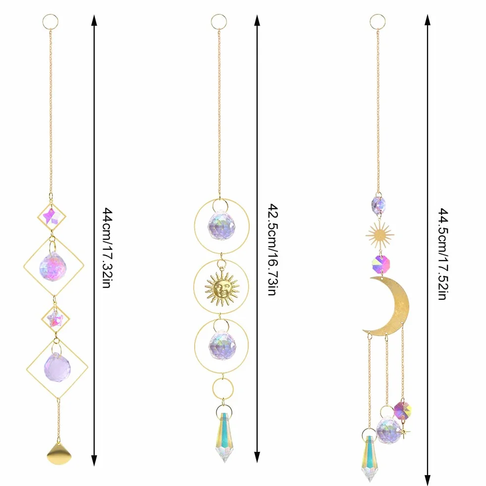 OFFCUP Atrapasueños de cristal 3 piezas prisma arcoíris campanillas de viento para ventana dormitorio jardín