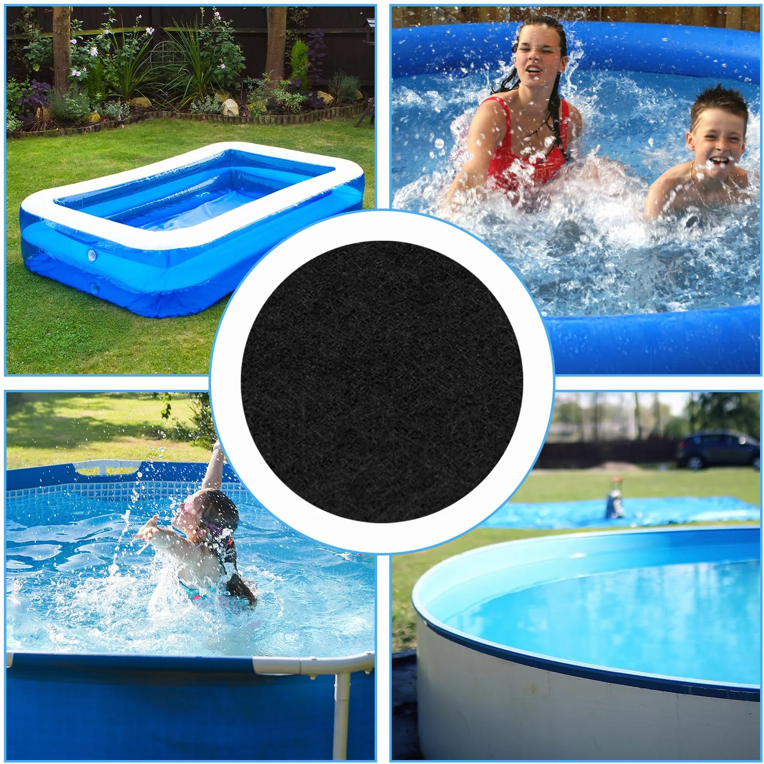 Base para piscina redonda FARYODI 305 cm - lona robusta sin costuras para piscinas desmontables