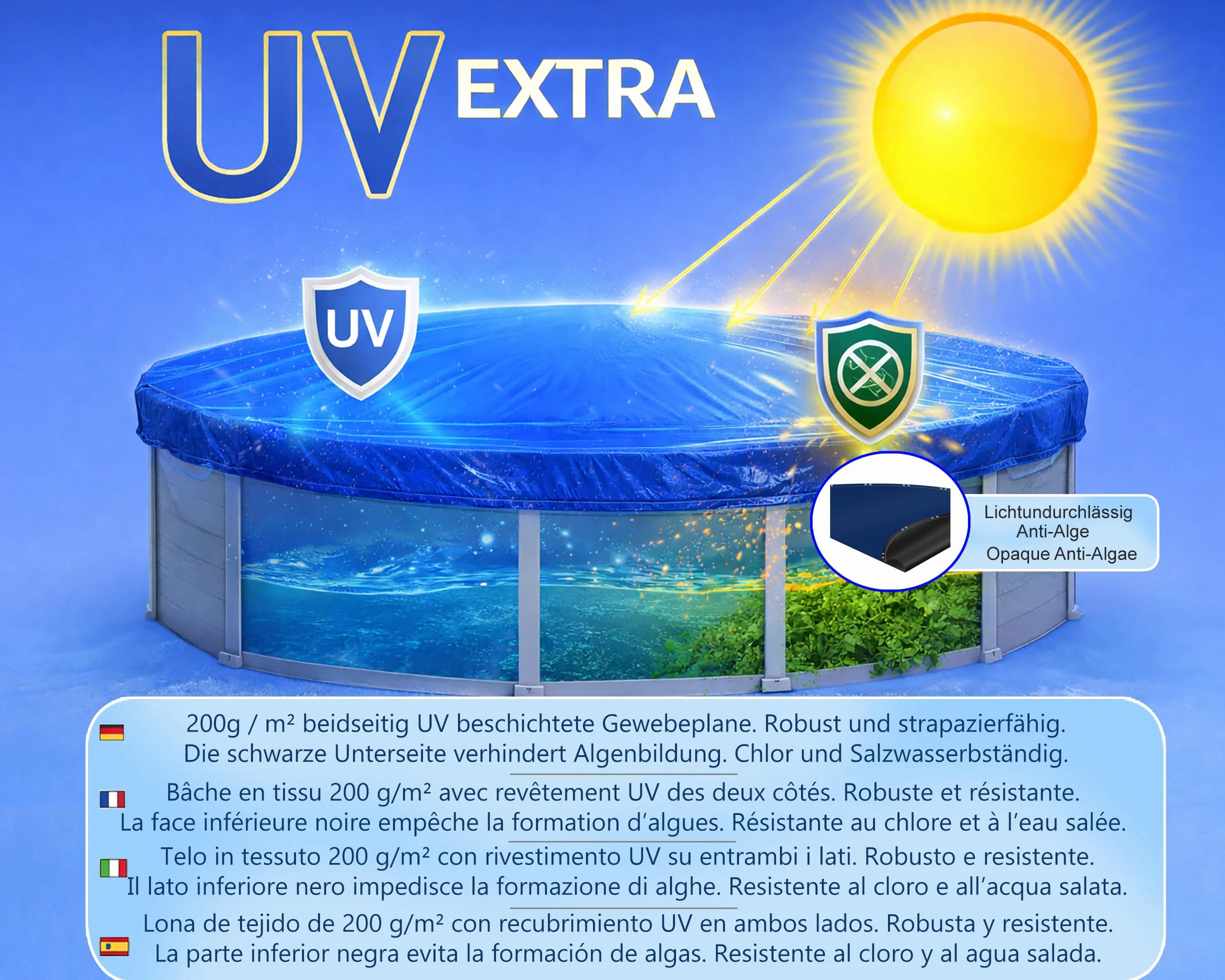 Cubierta de Piscina de Invierno Redonda 200g/m² 420 cm Azul