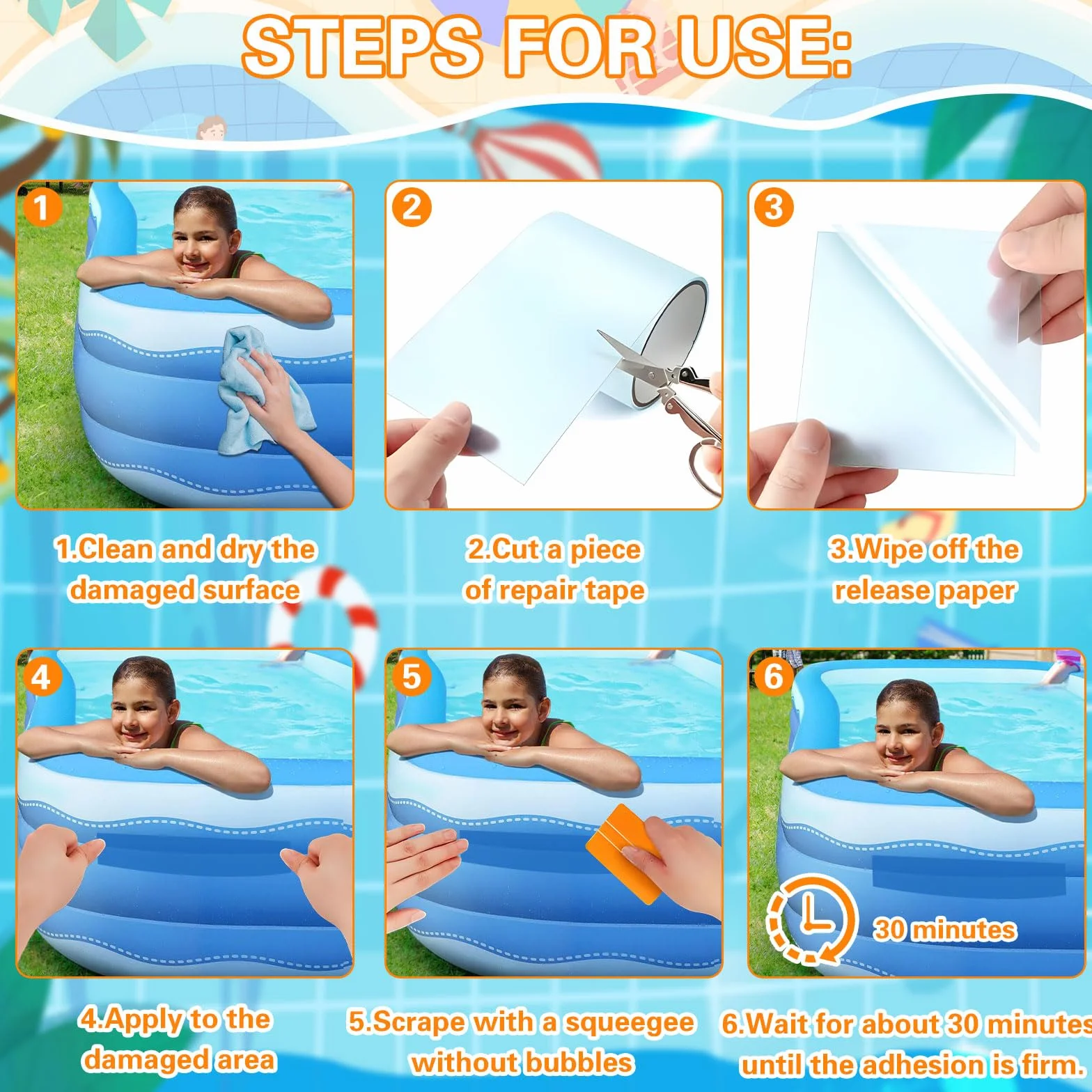 Cinta de Sellado Transparente Autoadhesiva 10 x 200 cm Resistente al Agua para Bote Inflable