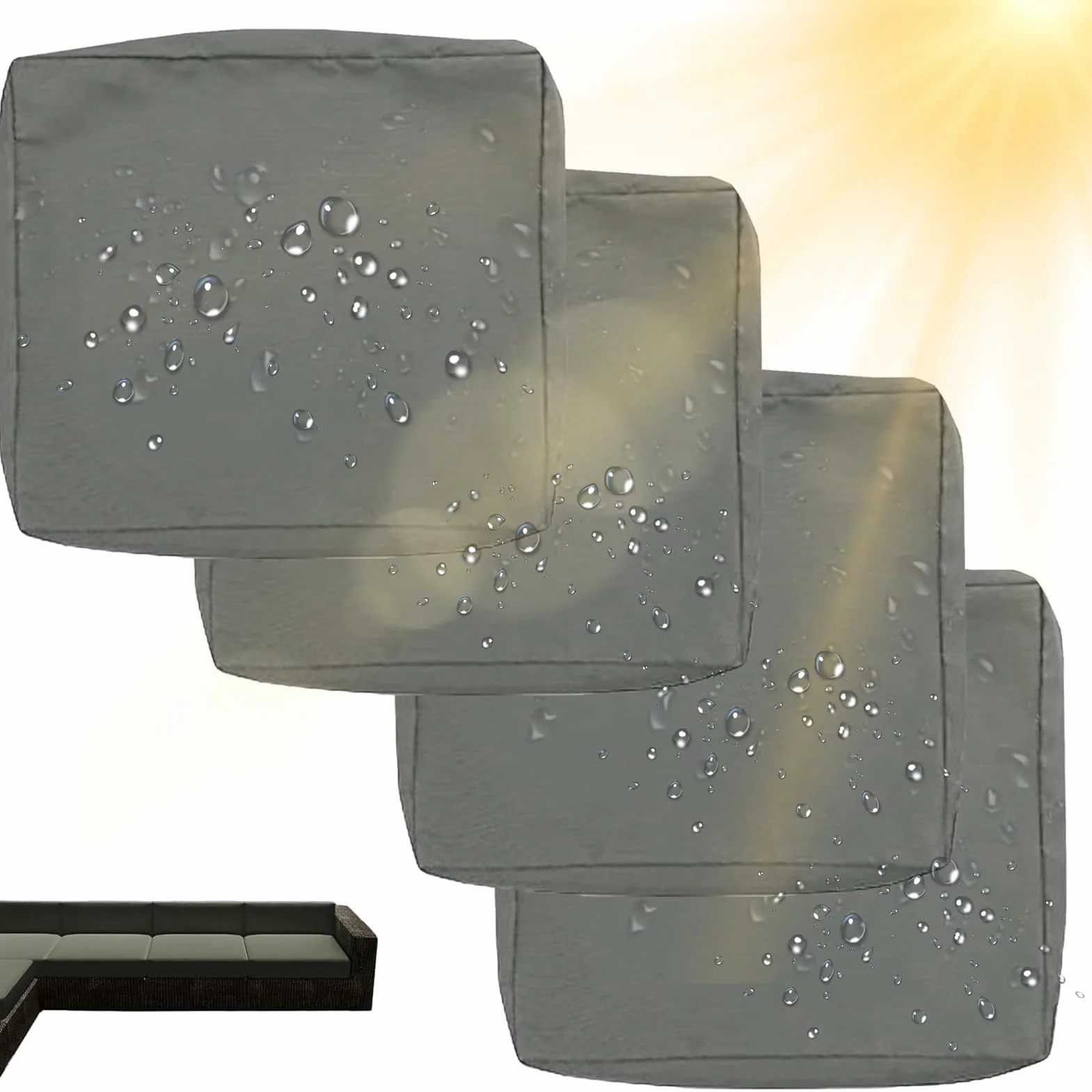 Funda Impermeable para Cojín de Asiento Exterior 60x60x10cm 4pcs Gris