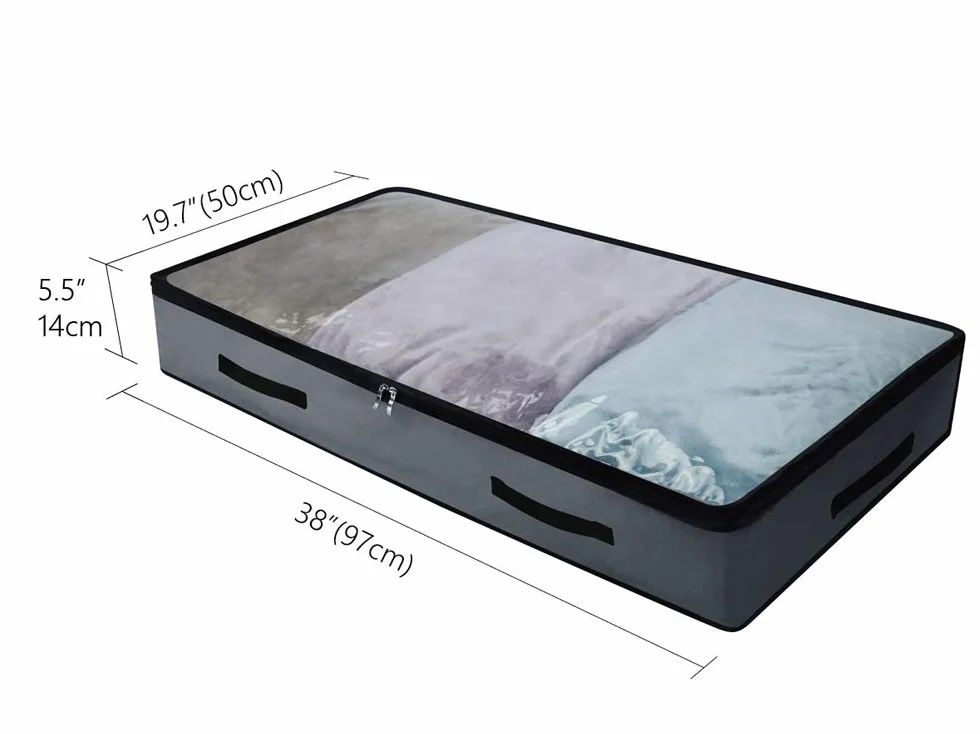 iwill CREATE PRO Caja de almacenamiento suave para debajo de la cama con 4 asas y tapa transparente para una fácil localización, material duradero, plegable y visible en la parte superior