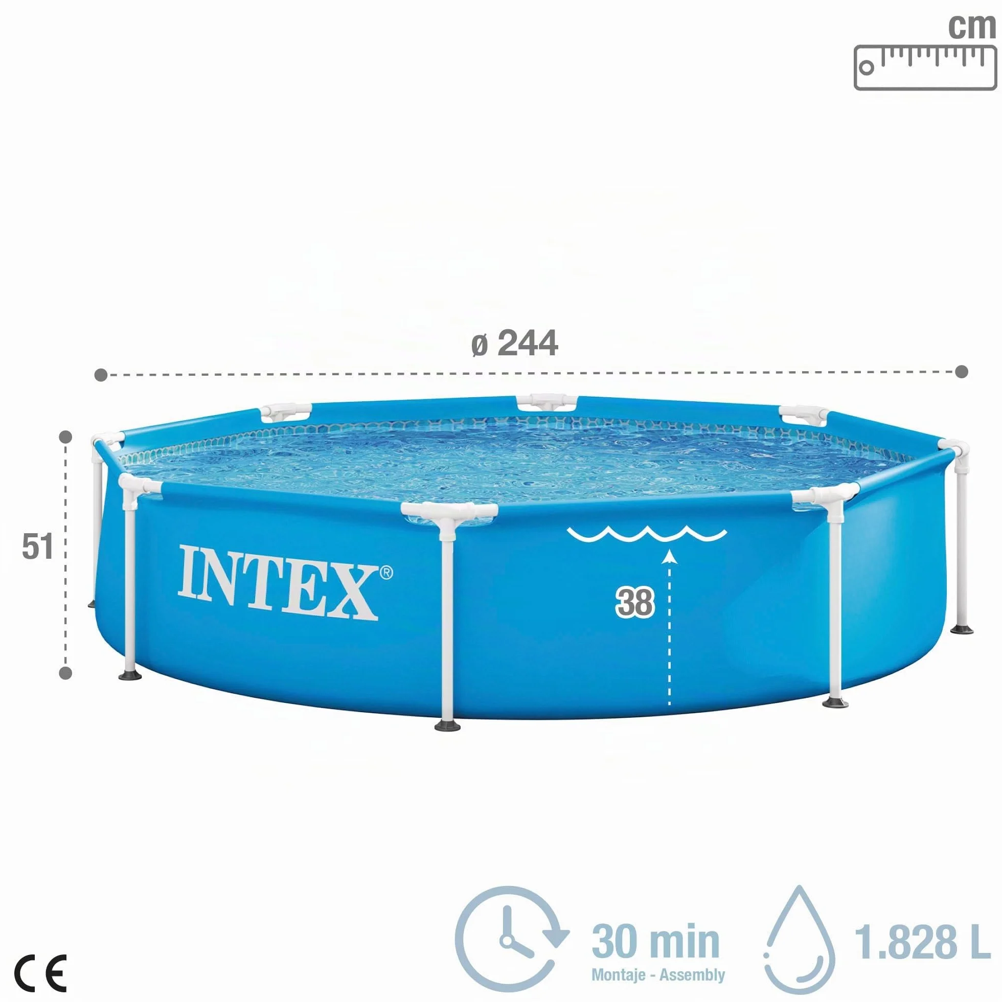 Intex Piscina Desmontable Redonda Metal Frame 244x51 cm 1828 litros Triple Capa
