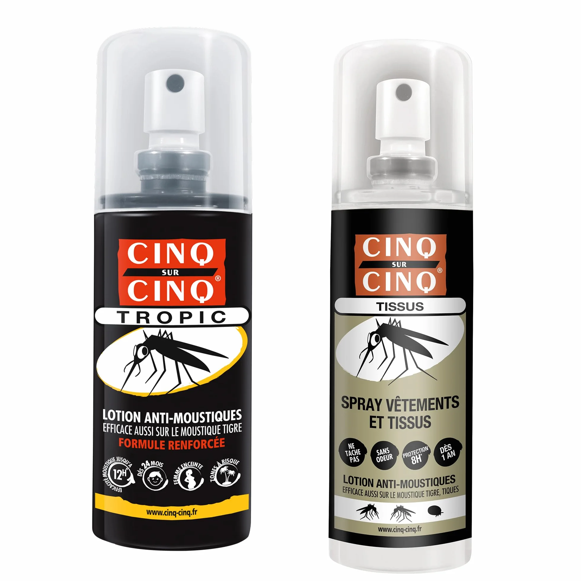 Cinq sur Cinq - Kit Haute protection contre les Moustiques Spray Tropic 100 ml + Spray Vètement 100 ml