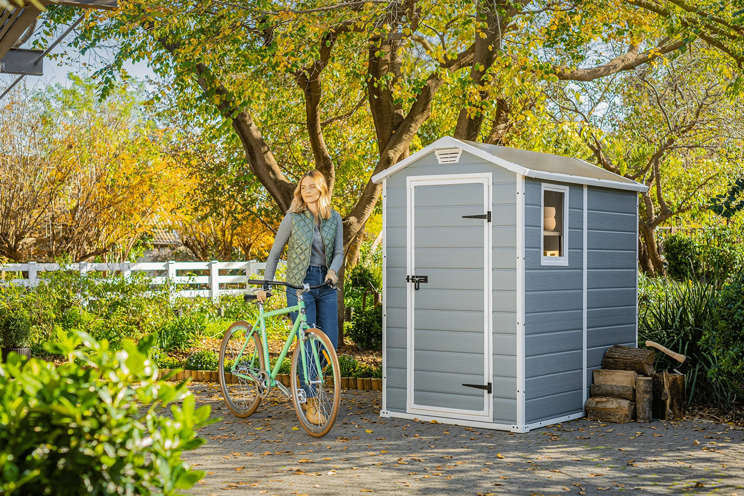 Keter Manor 4X6 Caseta de jardín 130x192x198cm 2,2m² Suelo Resistente al Agua Gris