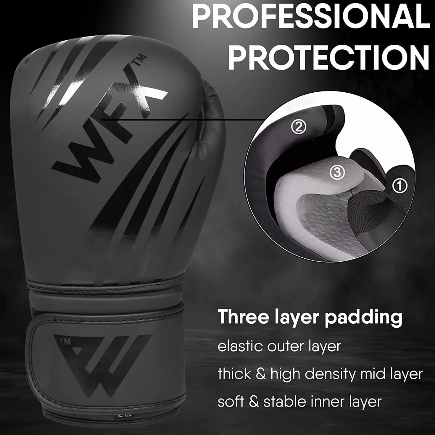 WFX Guantes de boxeo de cuero para artes marciales mixtas, sparring, kickboxing