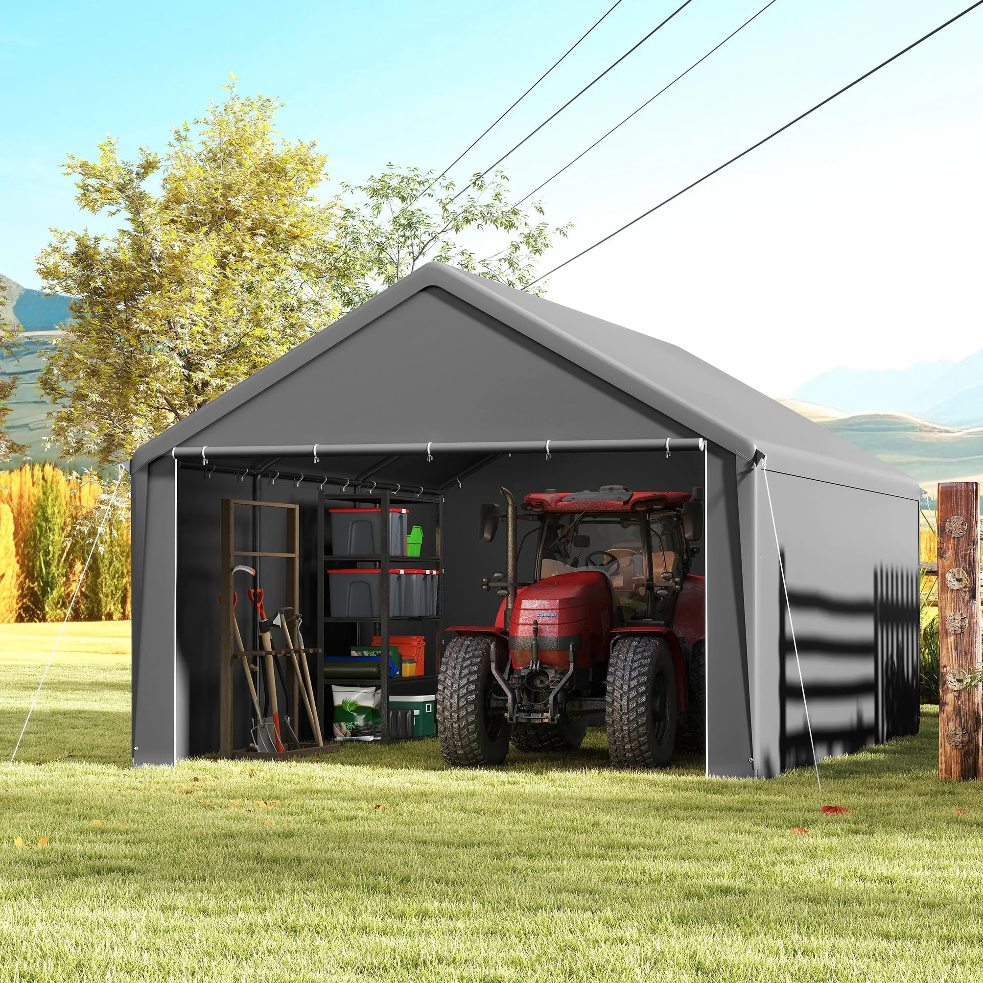 XMTECH Tienda de campaña para garaje 4x6 m resistente UV con puertas refugio para coche SUV