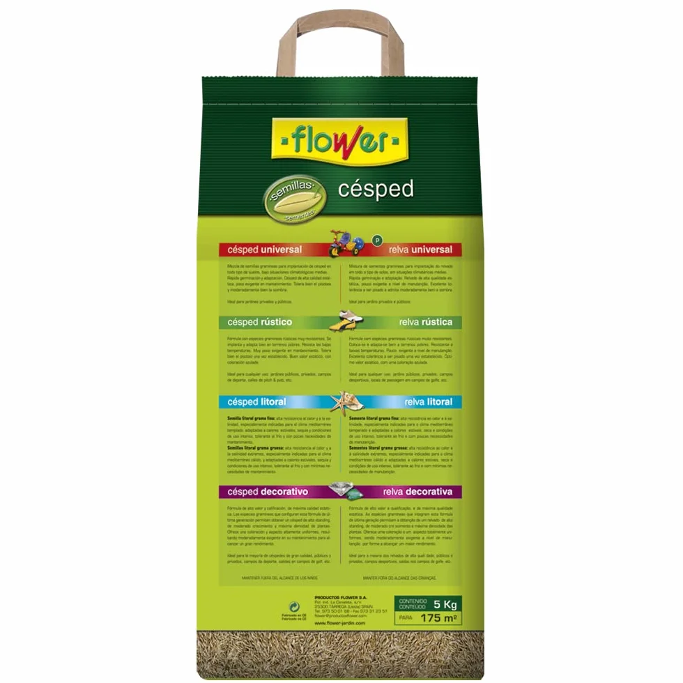 Semillas Césped Universal 5 kg Rápida Germinación Cobertura 175 m2 Tolerante Pisoteo Sombra