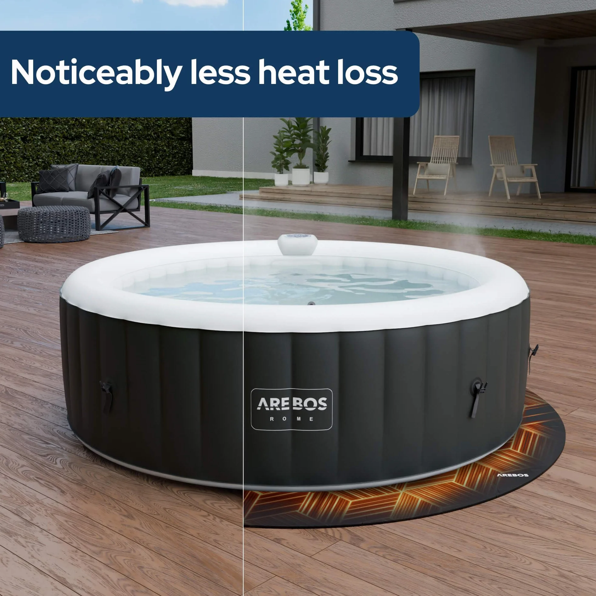 Arebos Esterilla Protectora Redonda Ø 200 cm para Piscina y SPA Base EVA Aislante Antideslizante
