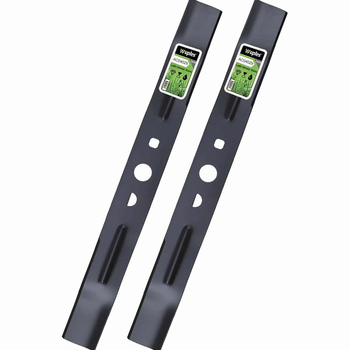 Hoja de cortacésped de 20 pulgadas AC04029 de repuesto para cortacésped Ryobi RY401018 RY401170 RY401017 RY401180 de 20 pulgadas, 40 V, media luna y agujero cuadrado redondeado, hoja de acero