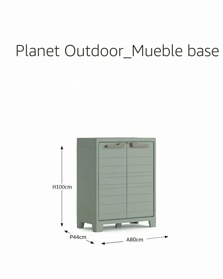 Keter Planet Outdoor Bajo Armario Almacenaje Resina Resistente al Agua 2 Puertas 80 x 44 x 100 cm Verde