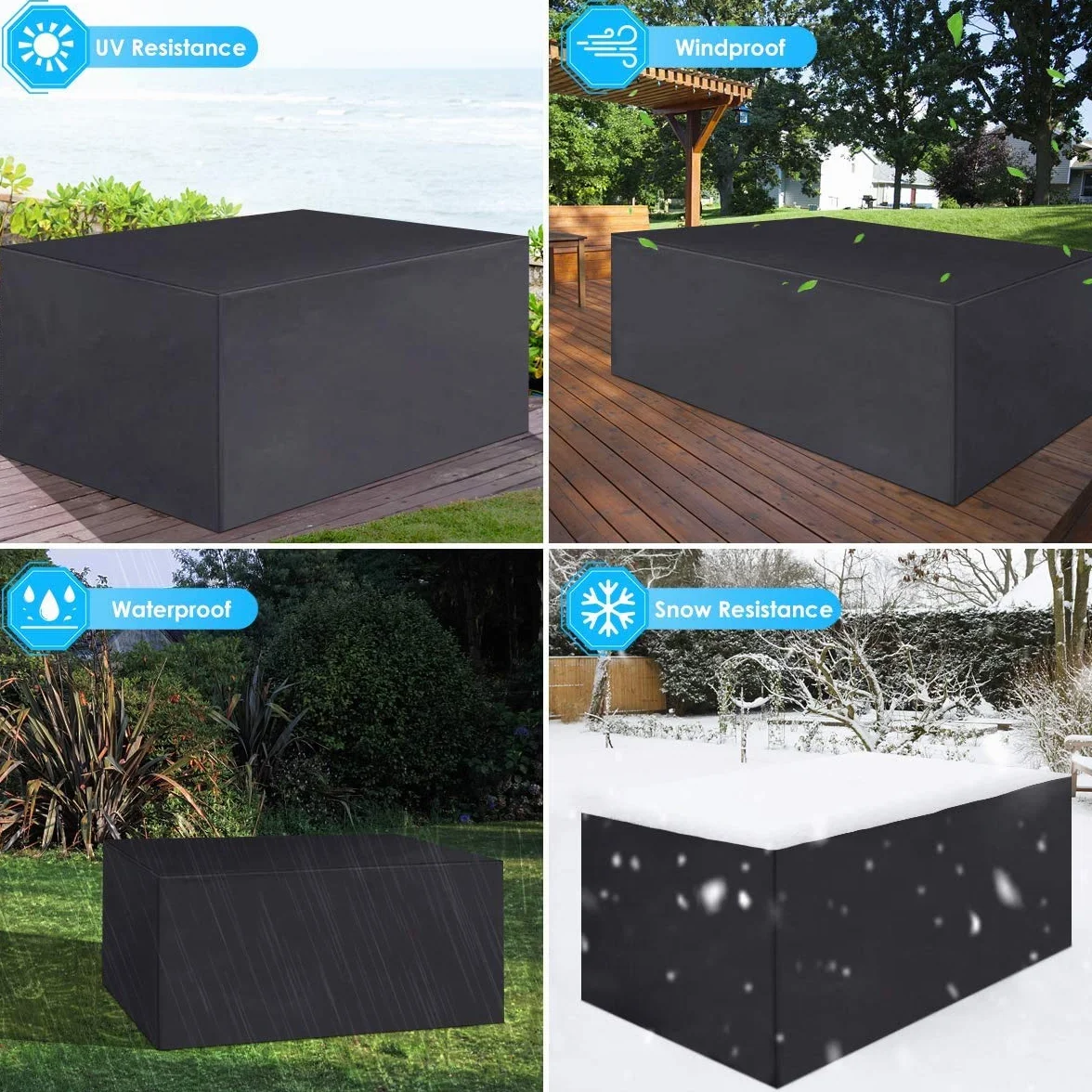 Cubierta Impermeable para Caja de Almacenamiento de Jardín 123x62x55cm Negro