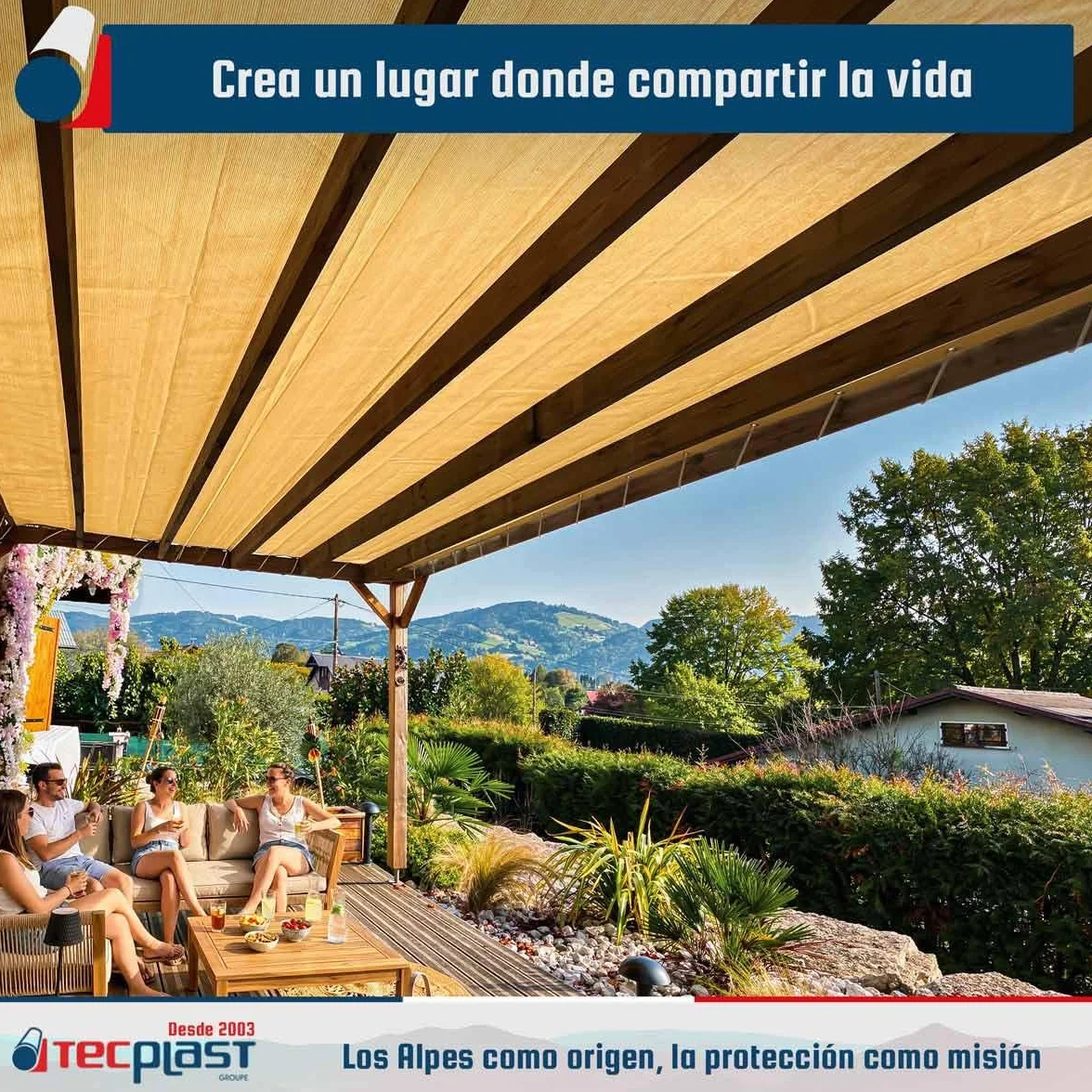 TECPLAST Malla Pérgola 4x4 m Beige Arena FP320PR Malla de Sombreo Permeable