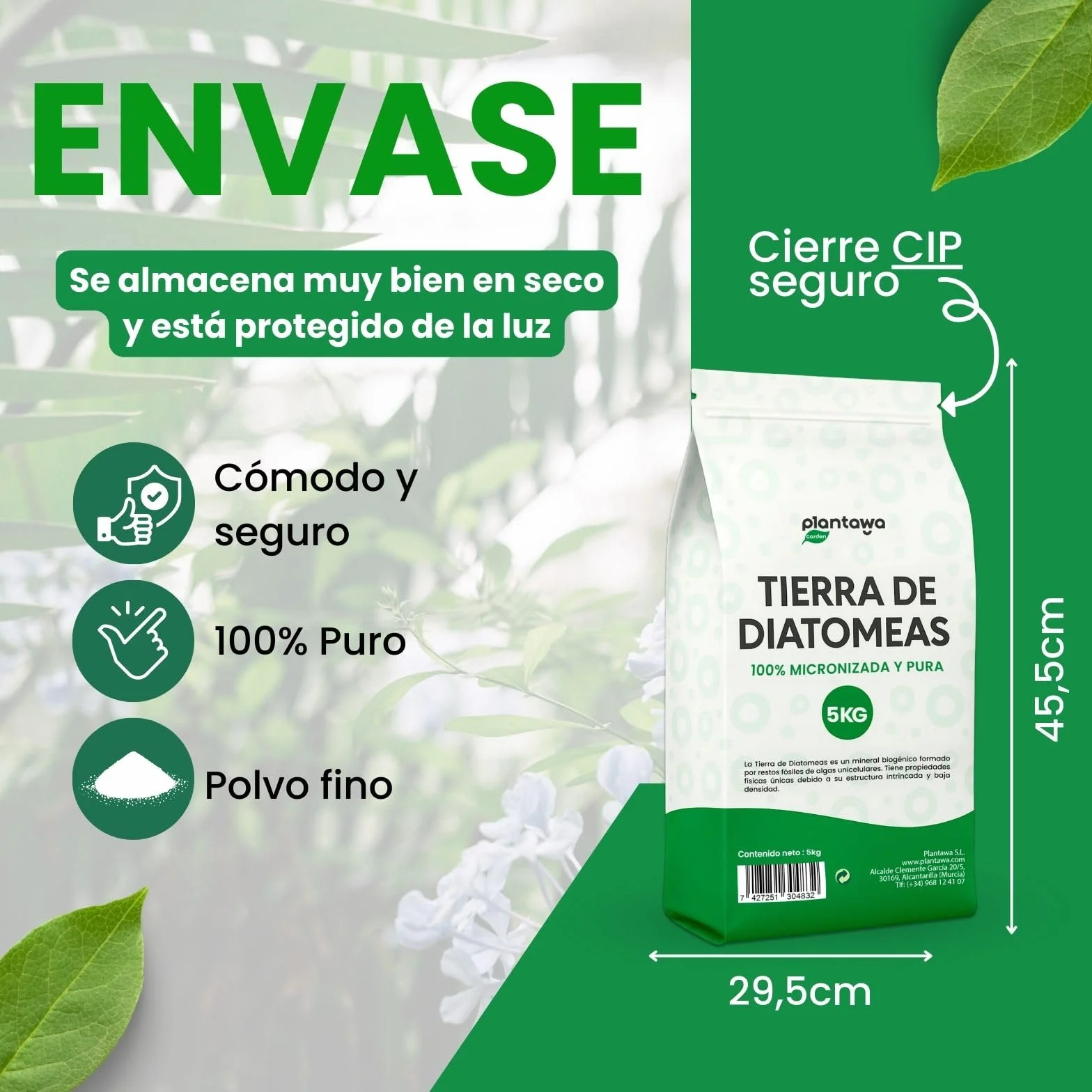 PLANTAWA Tierra de Diatomeas 5 kg Polvo Ultrafino Alta Pureza Materia Prima Natural