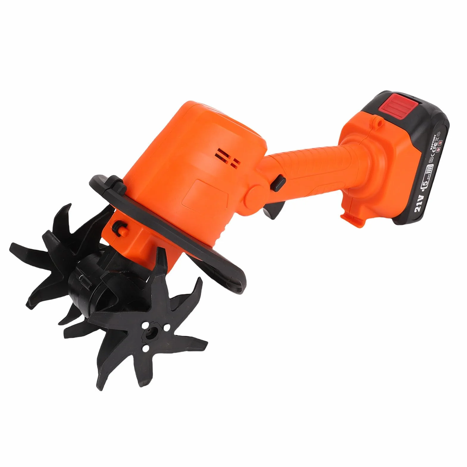 Jeffergarden Motoazada de Jardín Inalámbrica de Mano, Cultivadora de 235 RPM con Batería de 1,5 Ah y Mango Plegable para Aflojar la Tierra y Desherbar (Enchufe de la UE)