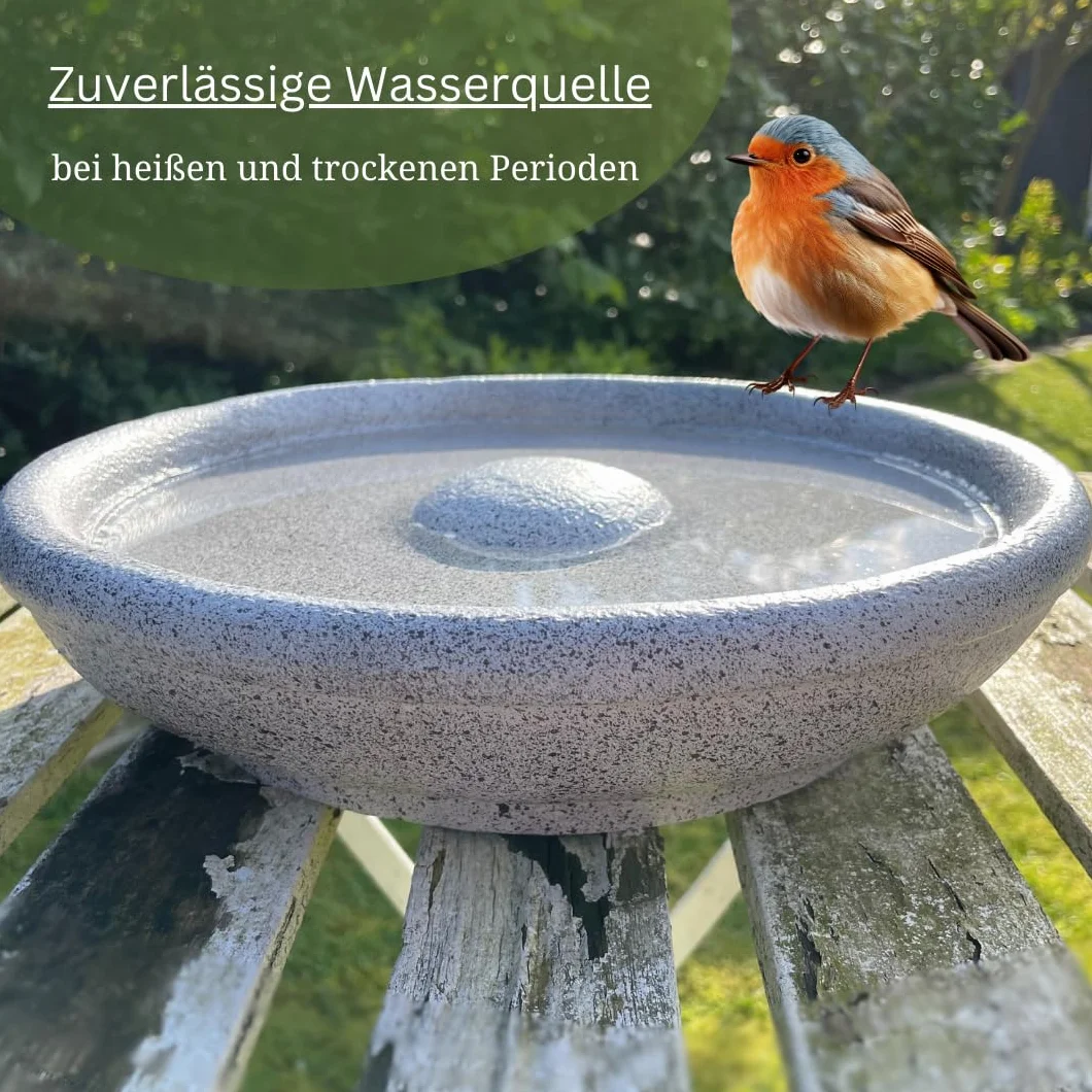Bebedero para pájaros macizo resistente a la intemperie baño de piedra artificial