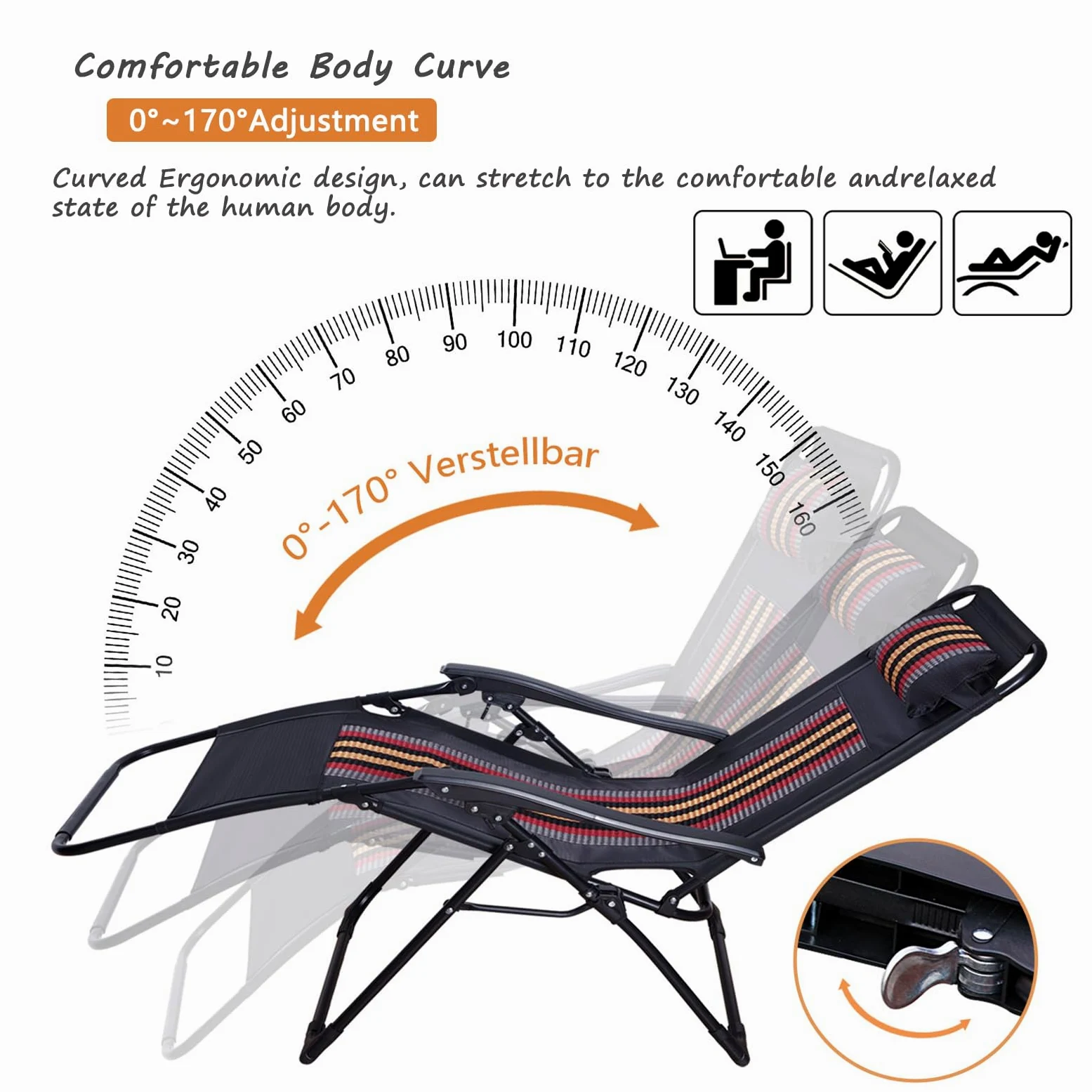 Tumbonas Plegables con Cojin, Silla Gravedad Cero, Interior Oficina Tumbona Jardin Exterior, Silla Tumbona Plegable con Portavasos - Respaldo Ajustable para Terraza Balcón Playa (Marrón 1)