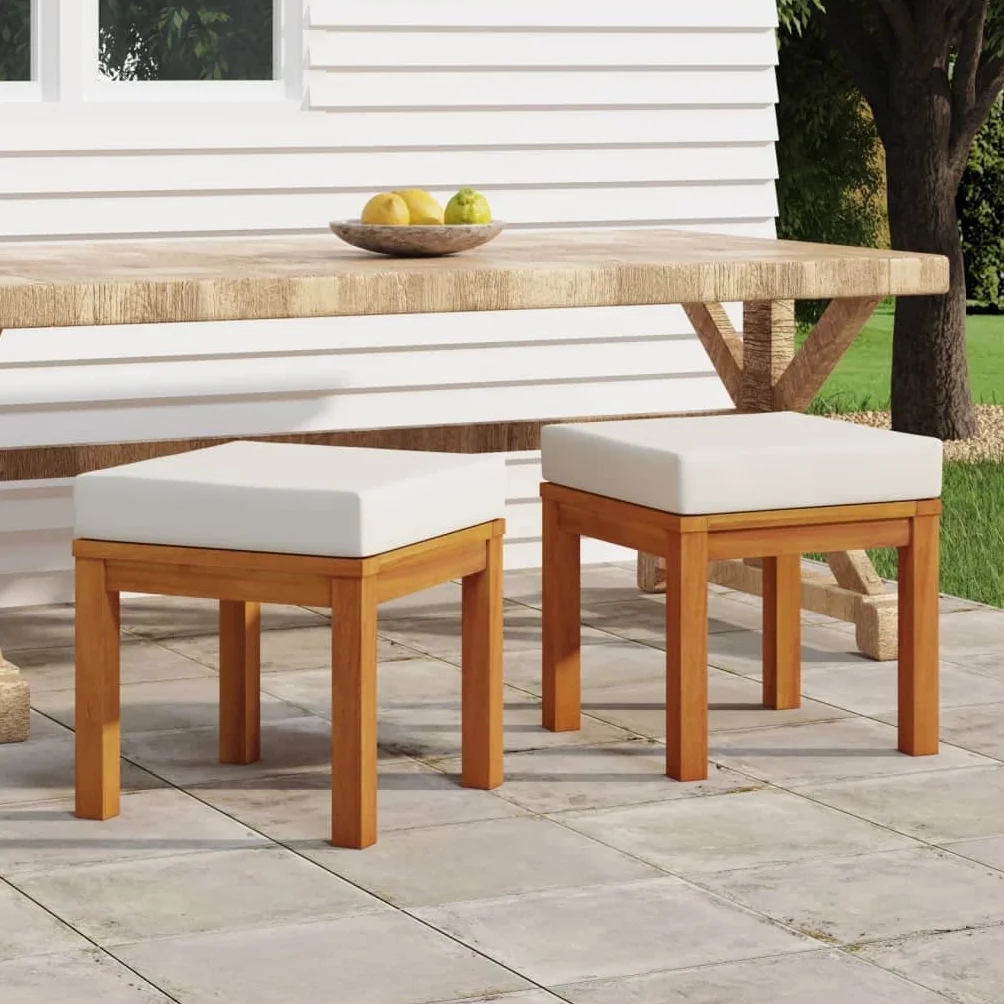 vidaXL Taburetes de jardín con Cojines 2 uds Madera Acacia 40x40x42 cm
