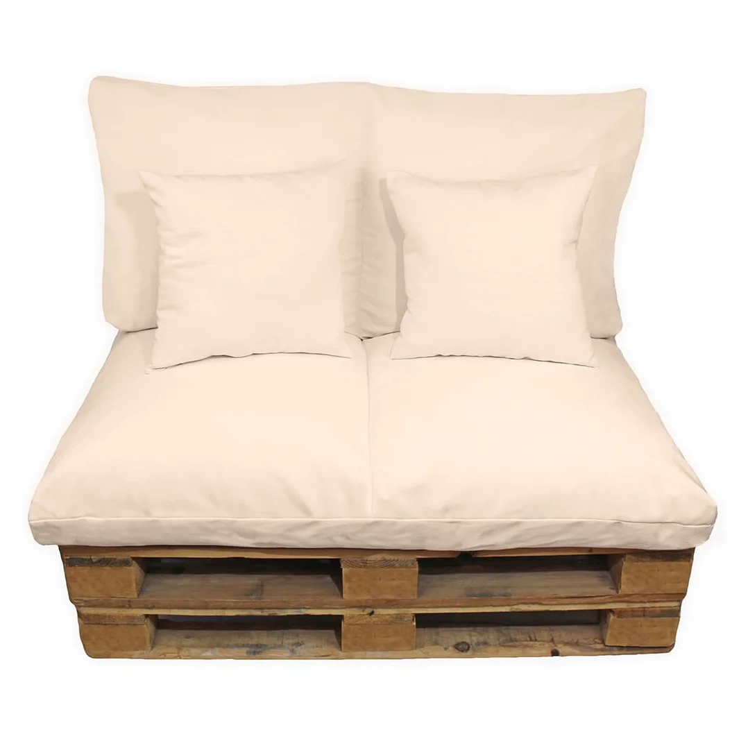 Cojines Sofá Palets 2 Plazas Desenfundable Lavable 120x80cm Conjunto 4 Piezas Beige