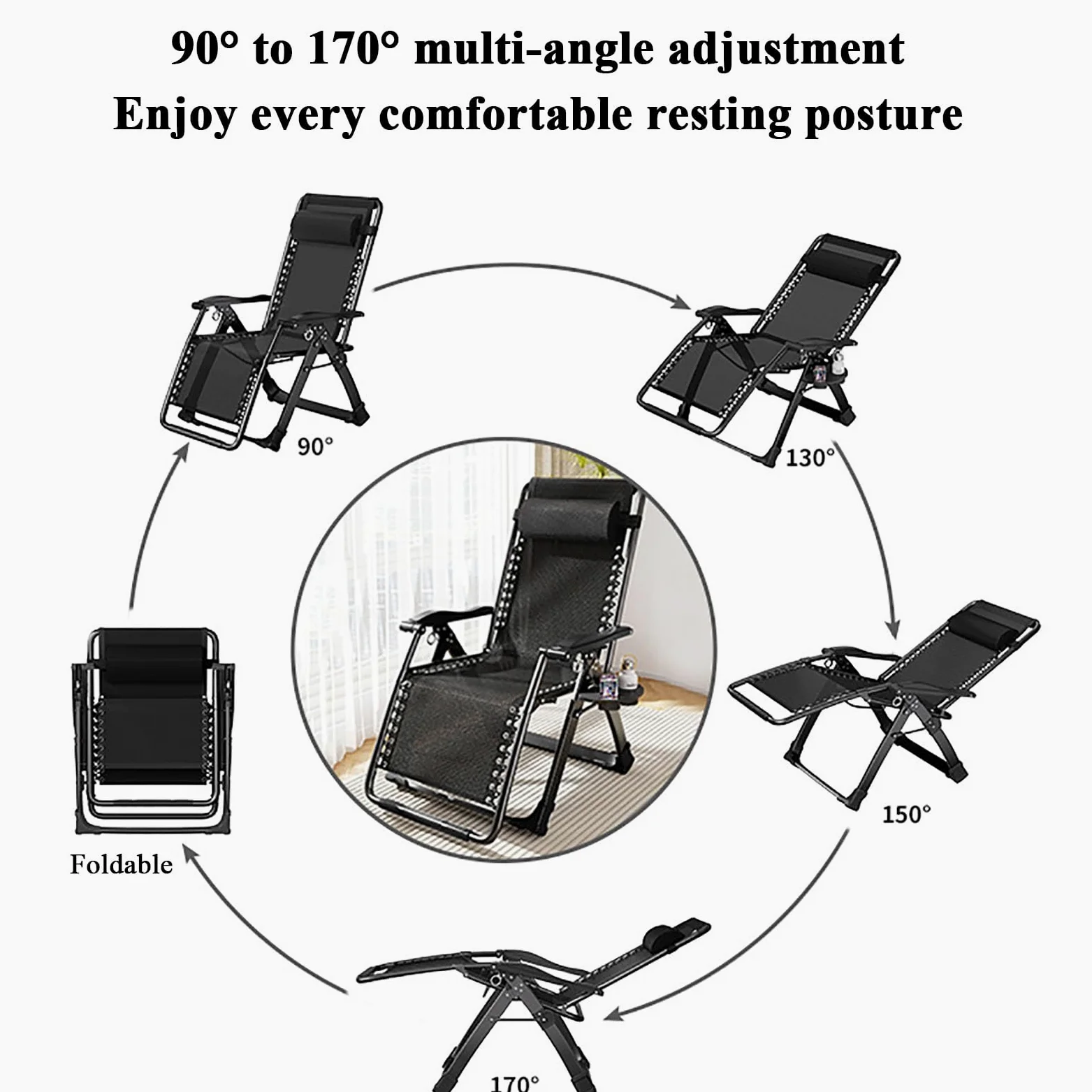 Tumbonas de Gravedad Cero Jardín Exterior Plegables | Tumbona Plegable con Cojín Acolchado,Reposacabeza ExtraíBle, Silla Reclinable Ergonómica y Resistente para Terraza,Salón