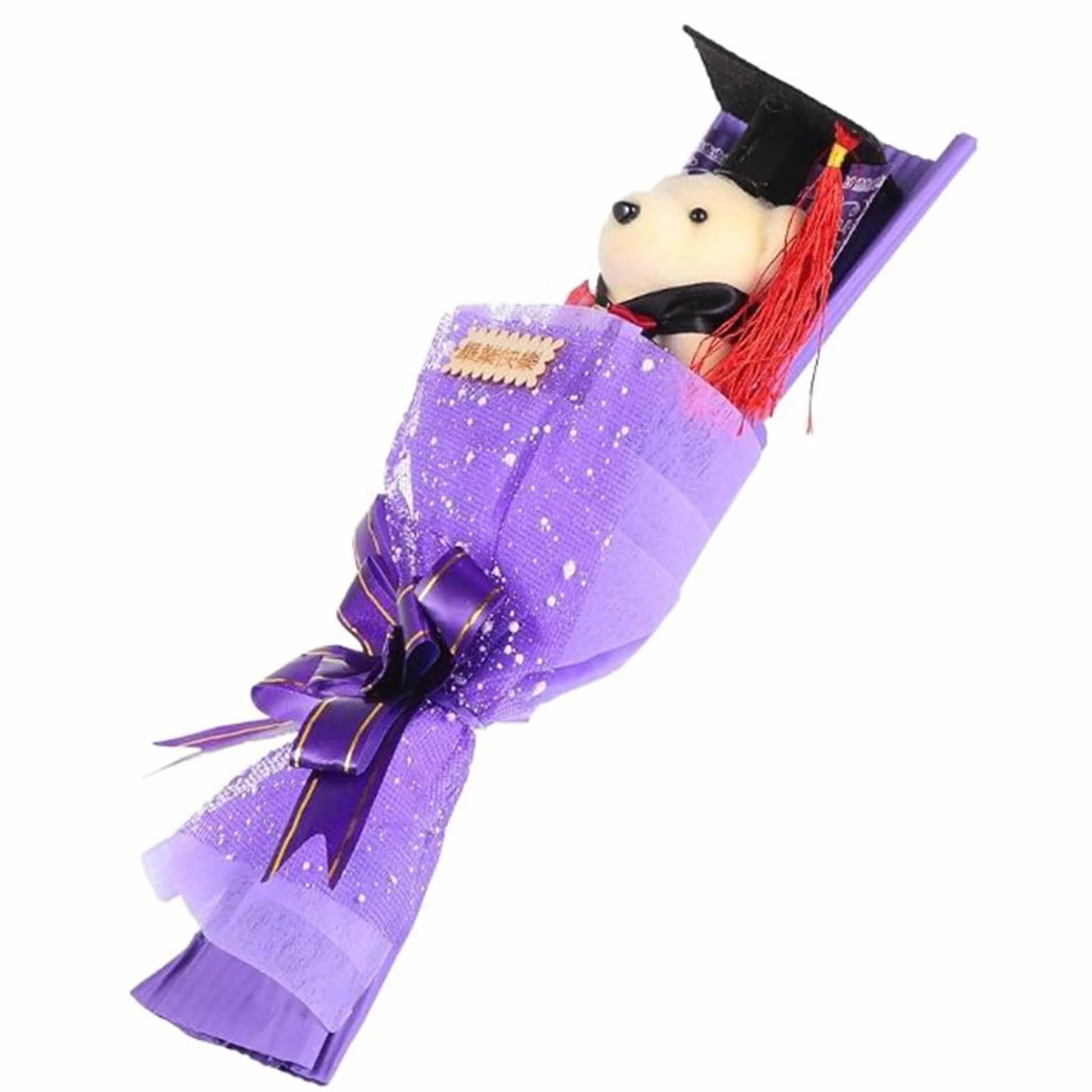 Oso Graduado con Birrete y Arreglo Floral Decorativo - Recuerdo Especial para Graduados