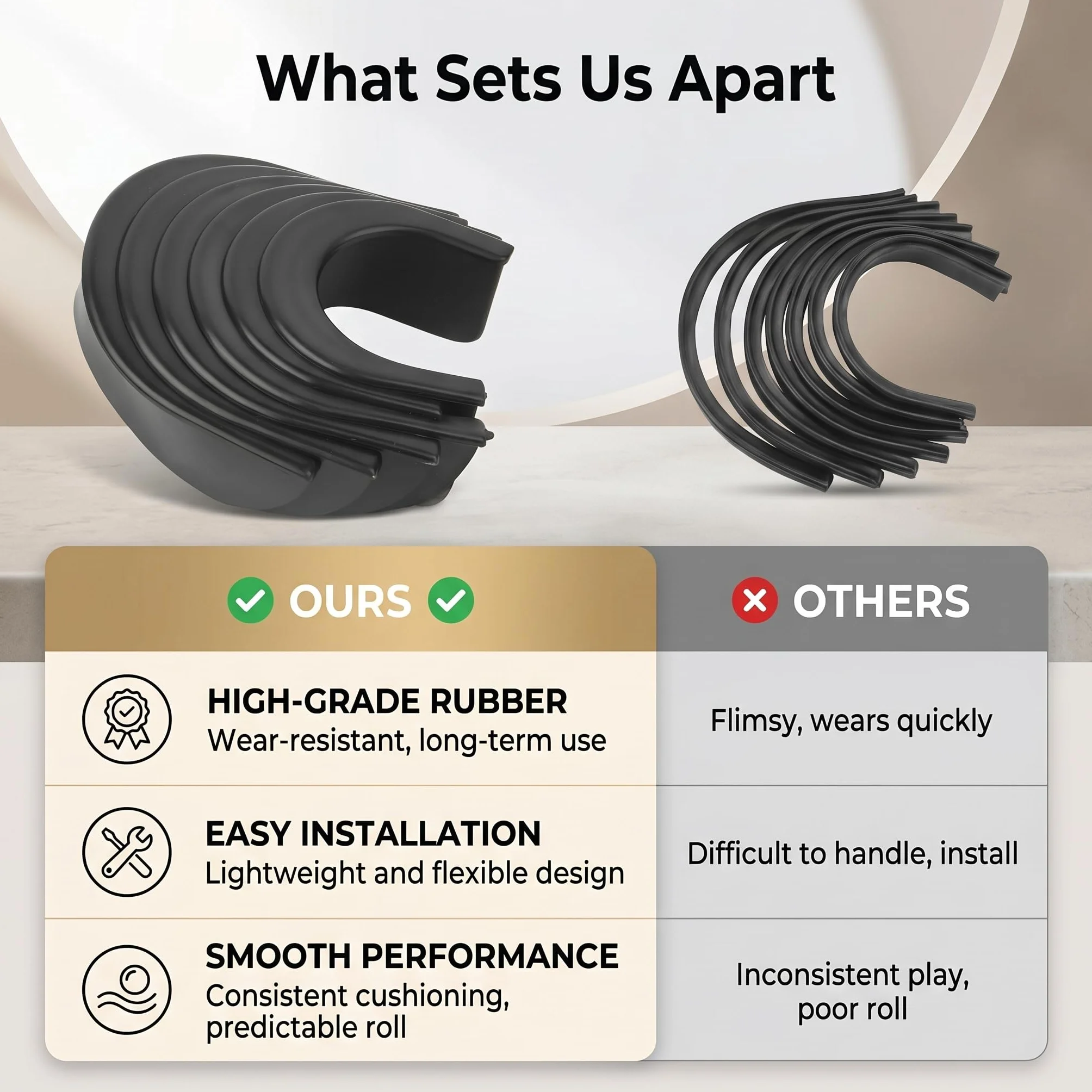 Akozon Juego de 6 Forros de Bolsillo de Goma para Mesa de Billar, Material Resistente