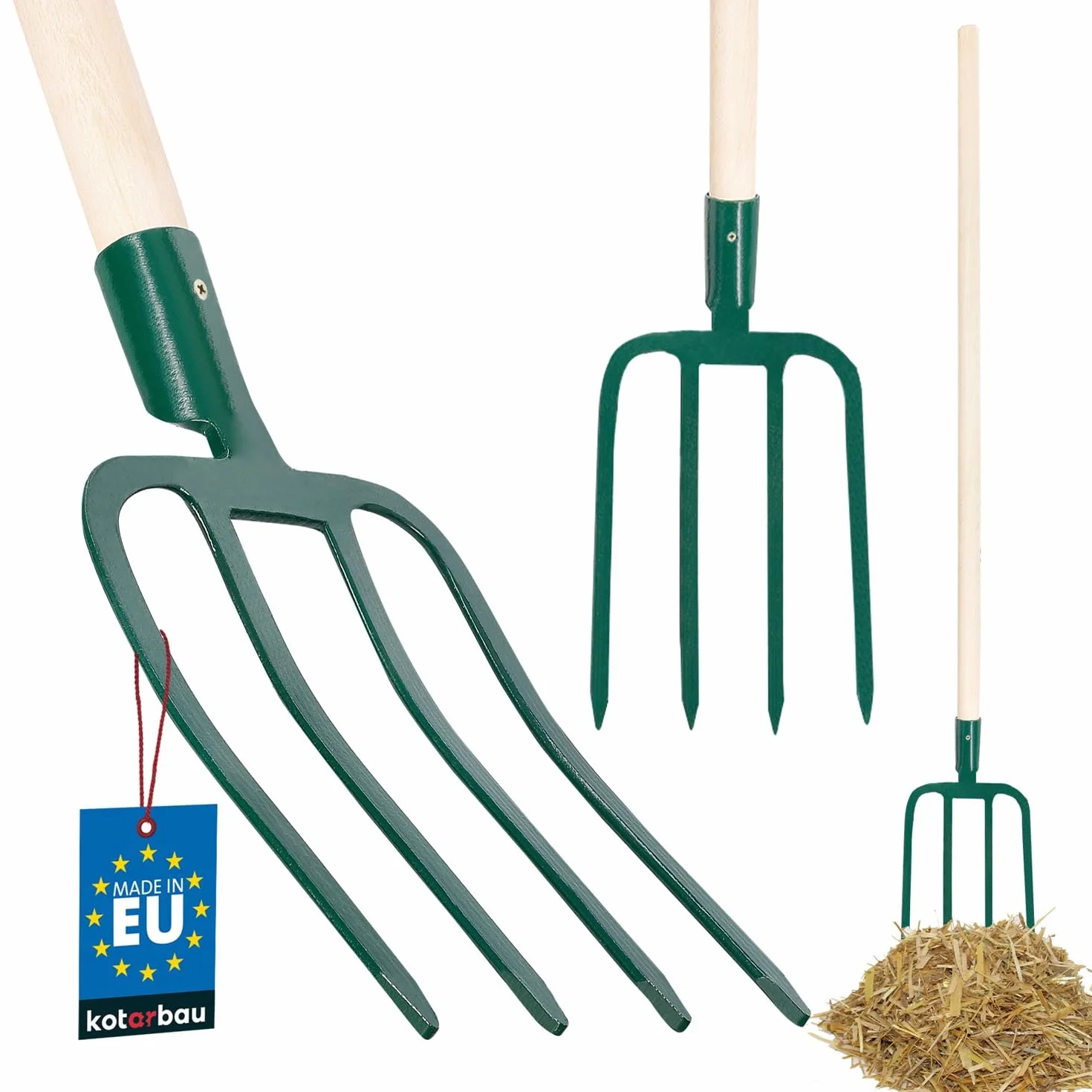 KOTARBAU® Horca de Acero con 4 Dientes Planos para Jardín