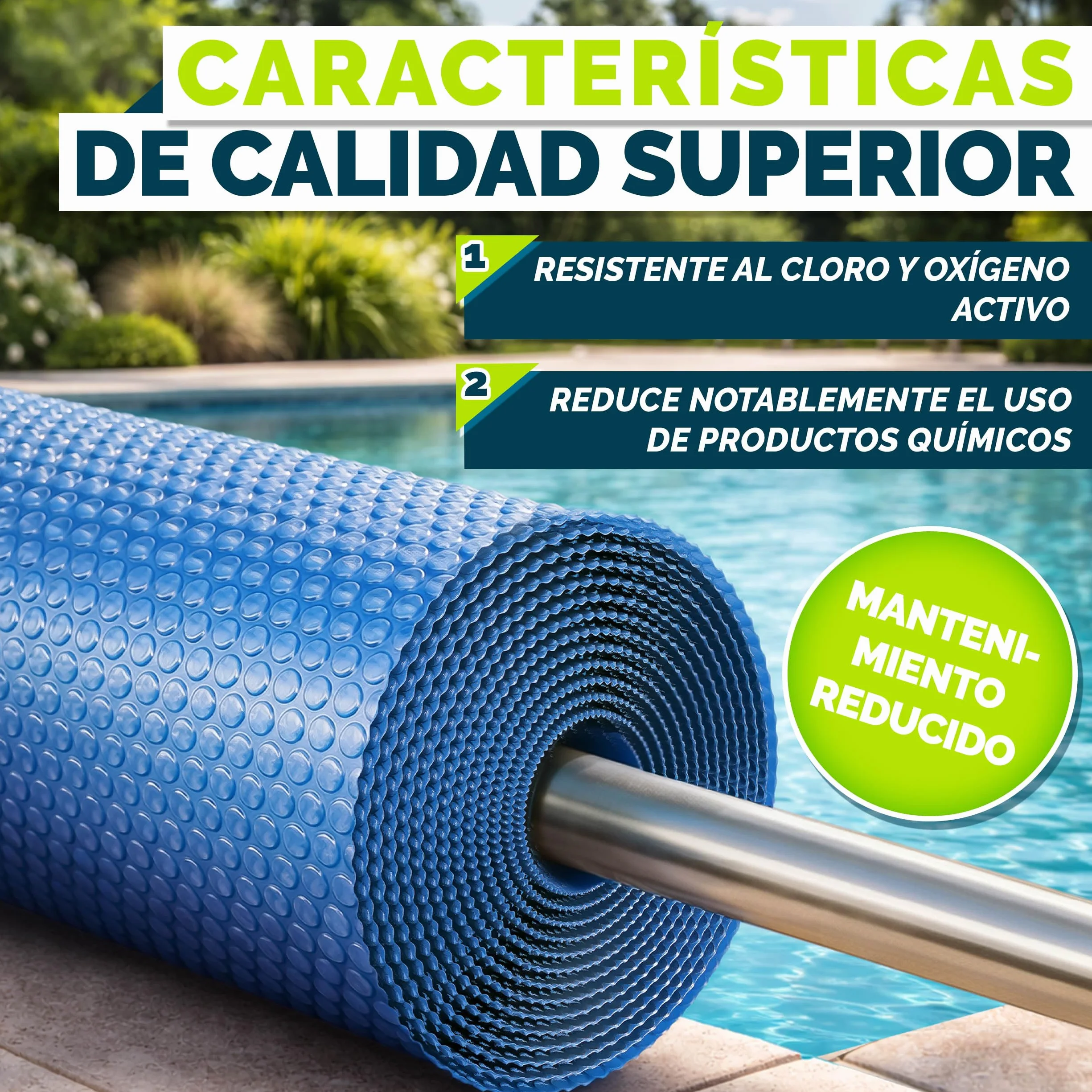 Tillvex Lona Solar para Piscina 400 µm Rectangular 700 x 400 cm Cubierta Solar Térmica
